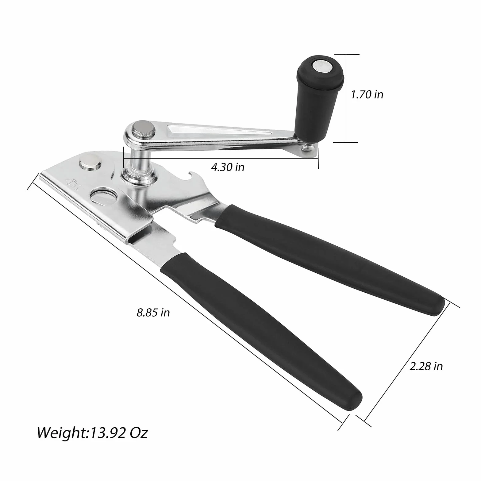 Apriscatole a manovella manuale Nufr, resistente con manici lunghi rivestiti in gomma