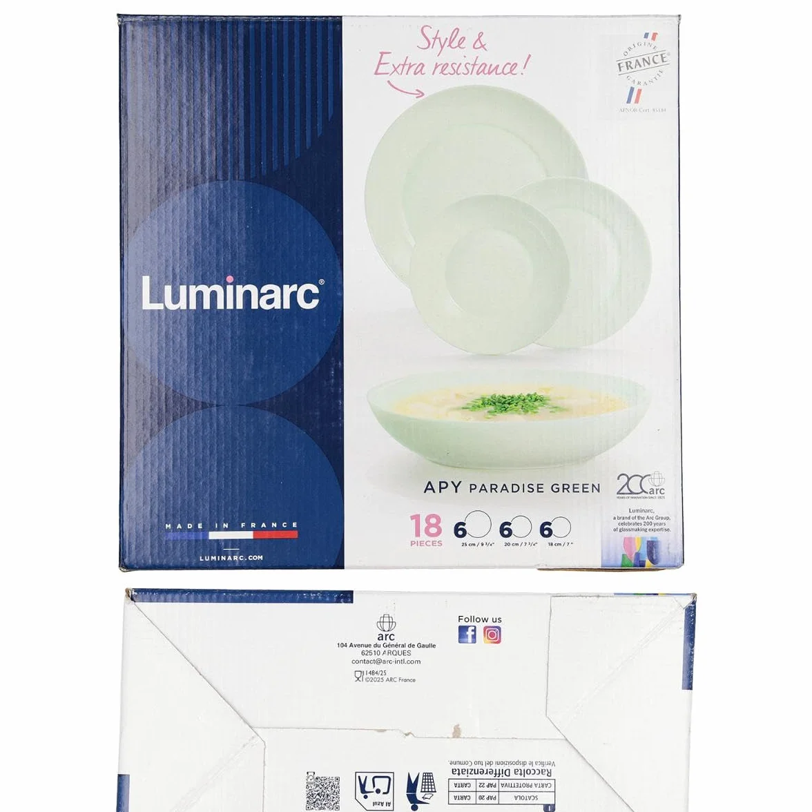 Luminarc Apy Paradise Set da tavola opale 18 pezzi 6 persone impilabile microonde frigorifero