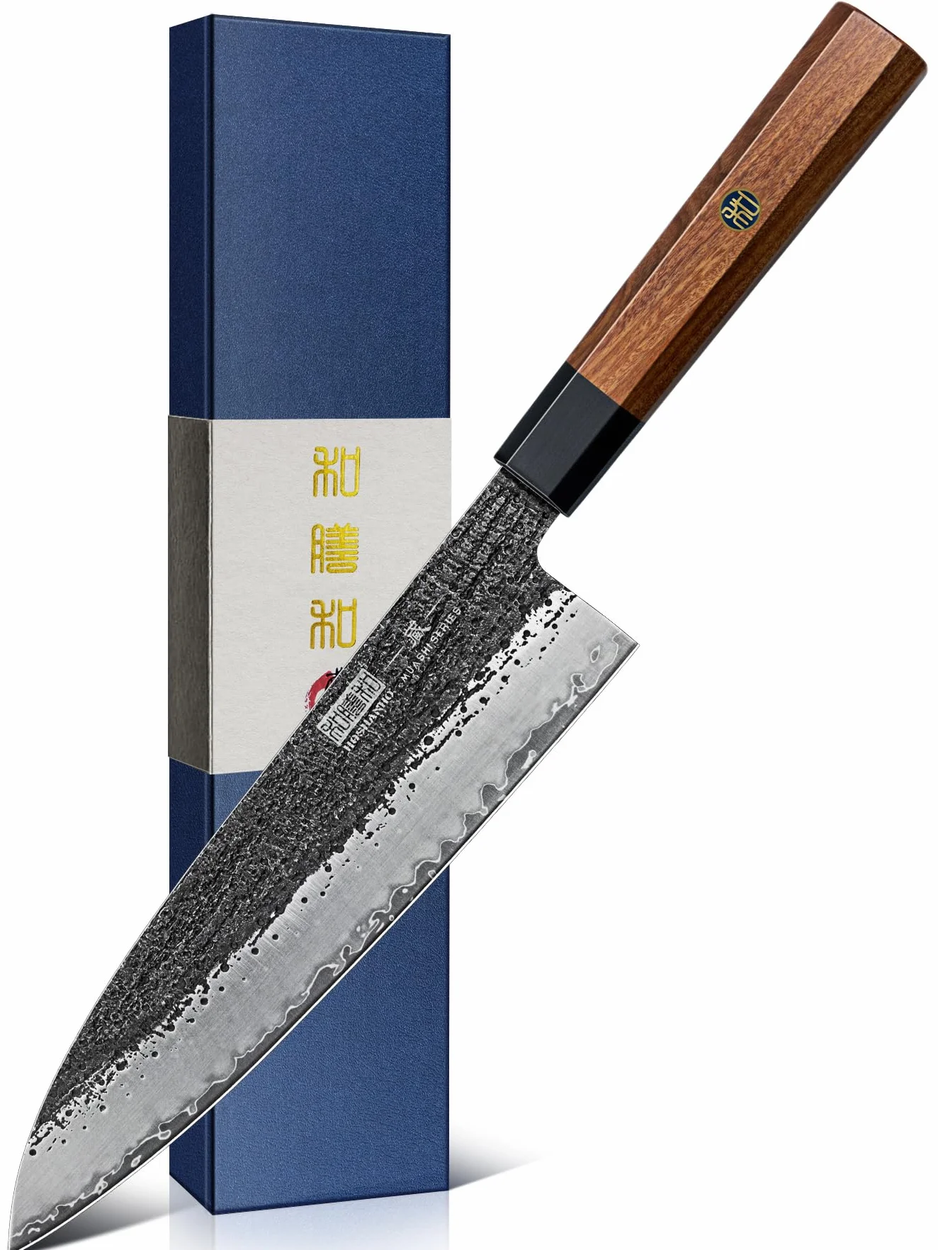 HOSHANHO Coltello da Chef da 20 cm, Coltello da Cucina in Acciaio ad Alto Tenore di Carbonio 10CR15MOV a 9 Strati, Coltello Chef Gyuto Professionale Giapponese con Manico Ottagonale in Palissandro