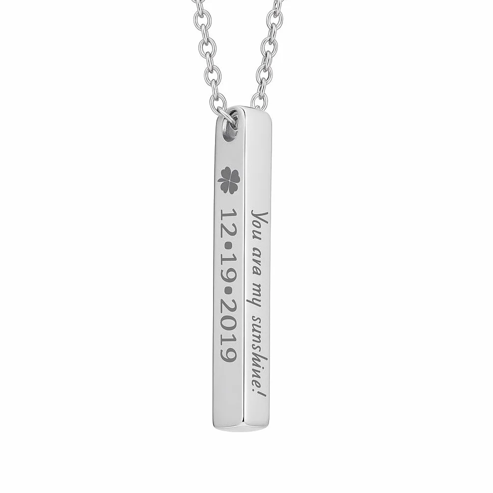 Generico Collana Personalizzabile con Incisione Ciondolo Rettangolare Acciaio Inossidabile Oro Argento Oro Rosa Nero
