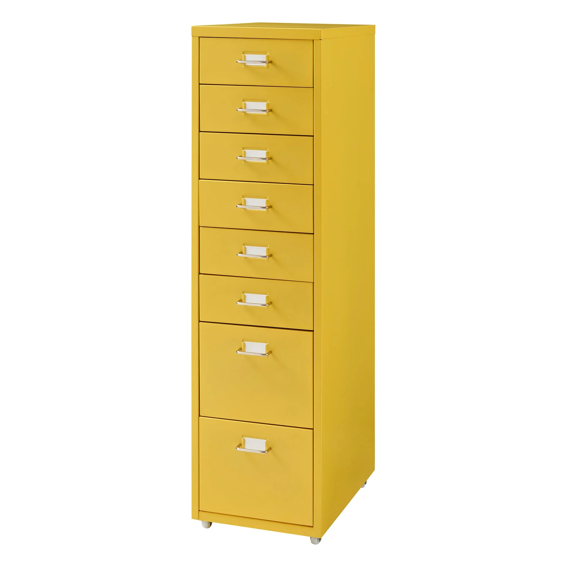 [en.casa] Cassettiera in Acciaio con Rotelle Mobile Archivio Schedario 109 x 28 x 41 cm cm Mobile da Ufficio con 8 Cassetti - Giallo