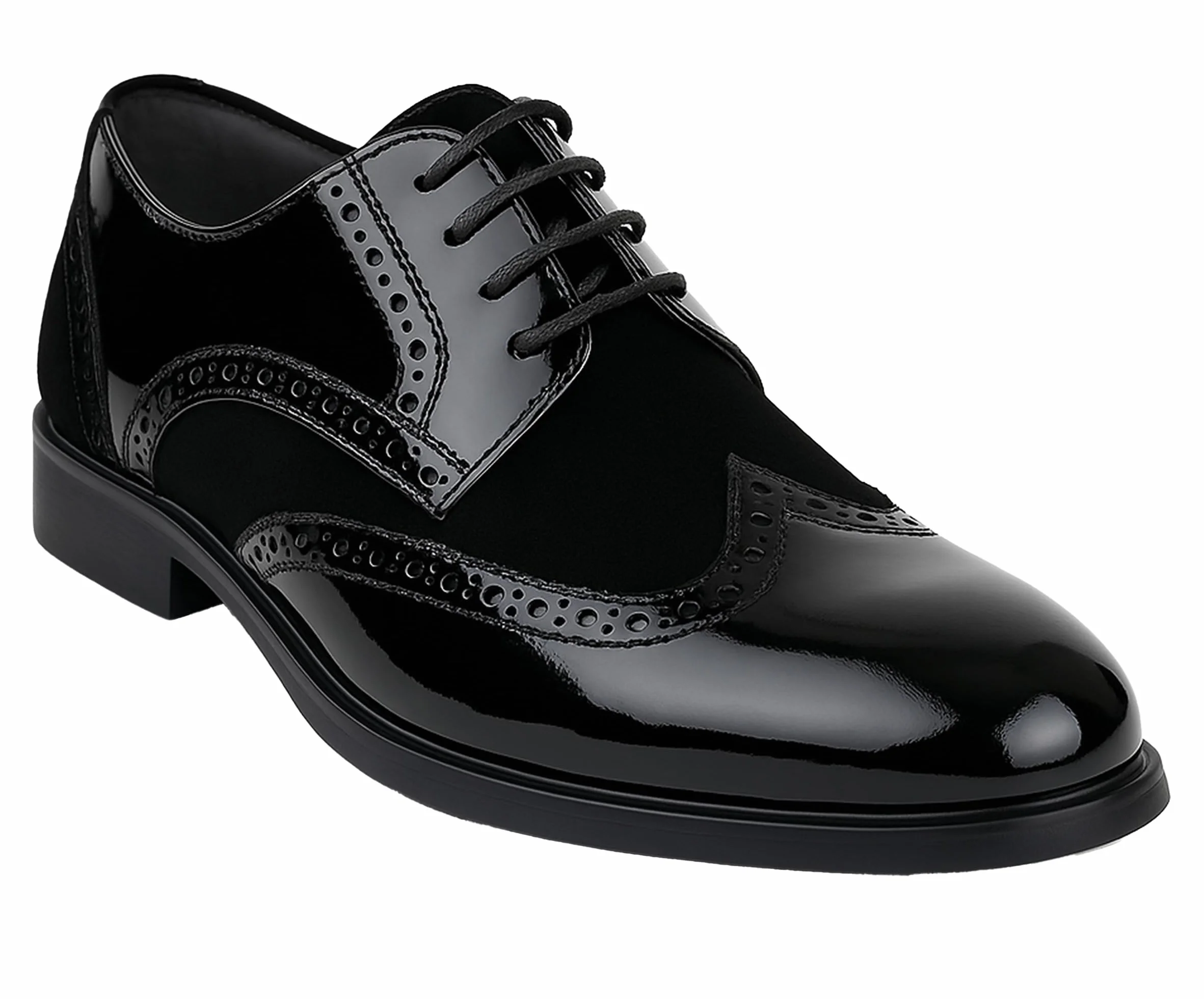 Scarpe Eleganti da Ragazzo in Pelle Scamosciata Verniciata Calzature da Sposa Formali Brogue Stringate
