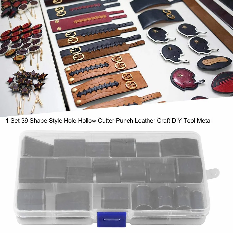 Yosoo Nuovo 39 Forma Stile Cuoio Craft Set Un Foro Hollow Punch Cutter Strumento Fatti A Mano FAI DA TE