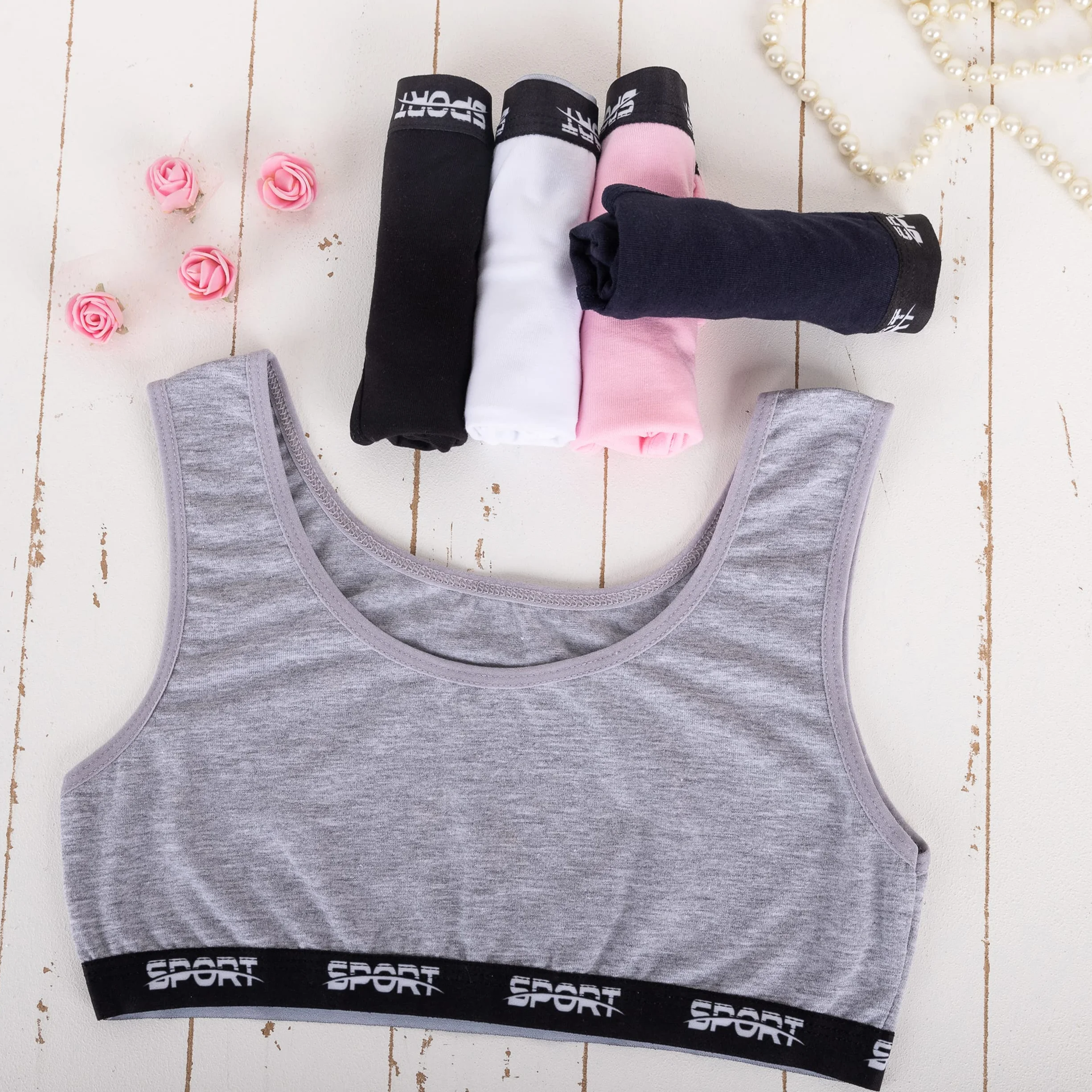 LOREZA Reggiseno Bambina Allenamento Sportivo Cotone 8-15 Anni