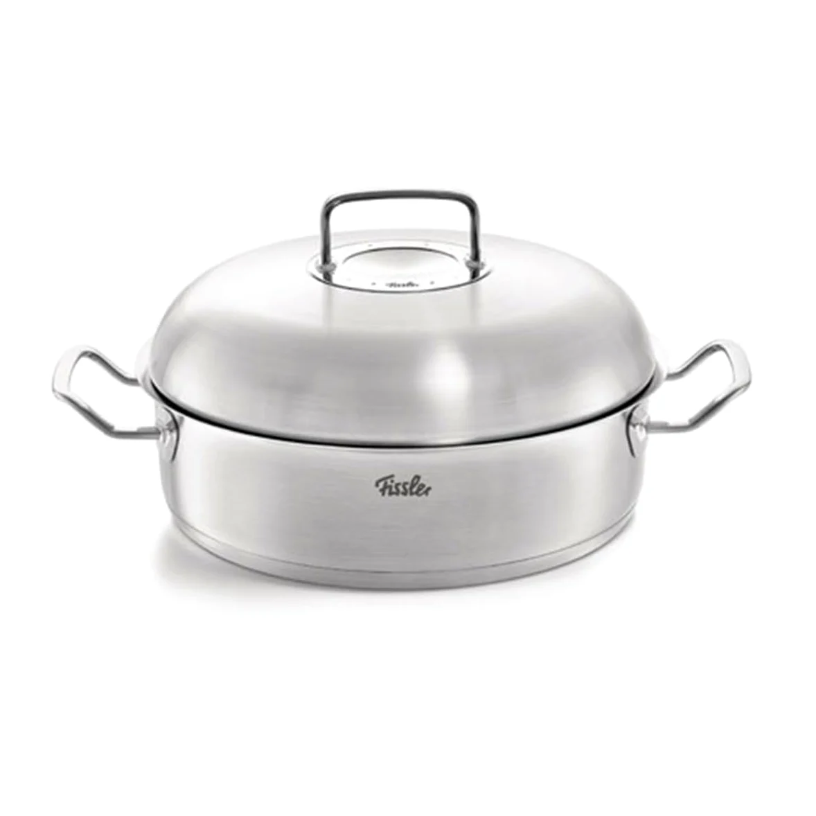 Fissler Original,Profi Collection Rostiera in acciaion inox 4.8 L, 28 cm, pentola rotonda per brasati, con coperchio in metallo, per cottura a induzione