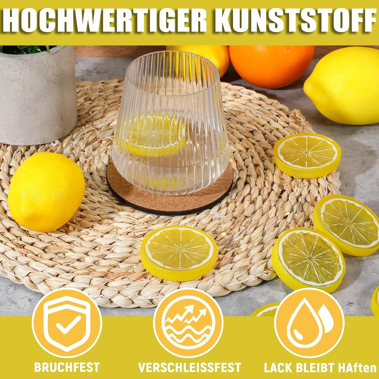 Fette di limone finte in plastica artificiali per decorazione limone
