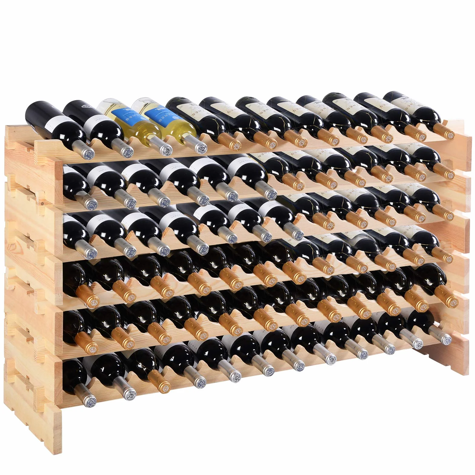 COSTWAY Cantinetta Portabottiglie Vino in Legno di Pino, 72 Bottiglie, 6 Ripiani per Cucina, Bar e Cantina