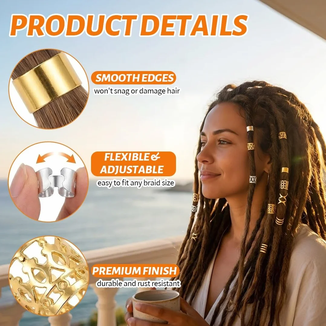 Accessori Capelli 160 Pezzi per Dreadlocks e Treccia Donna