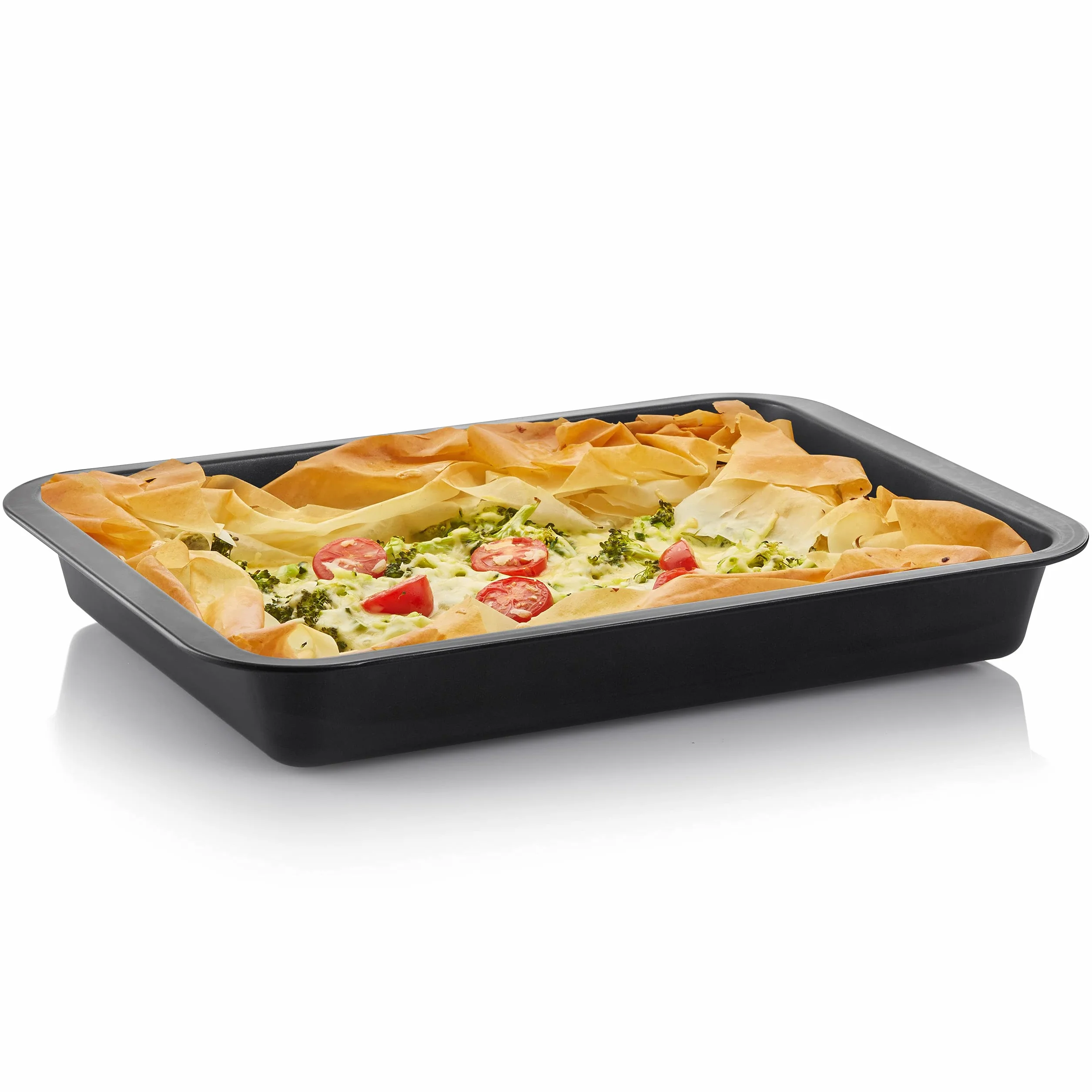 Grizzly, 2 Pirofile grandi con rivestimento antiaderente e bordo con manico, possono essere usate anche come teglia per lasagne, arrosto o tortiera