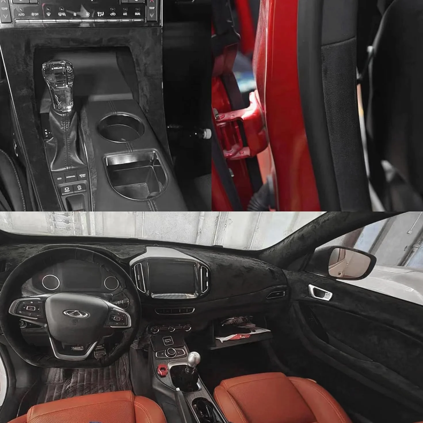 Tessuto Autoadesivo in Microfibra,150x40cm Tessuto Adesiva per Auto,Elasticizzato in Velluto,Effetto Pelle Scamosciata per Interni Auto (Nero, 300 * 50cm)
