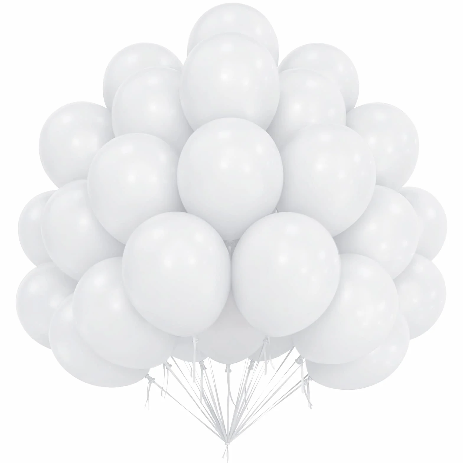 Palloncini Bianco, 50 Pezzi 12 Pollici Palloncini in Lattice Da 30,5 cm, Palloncino Bianchi Opachi per Bambini Festa Compleanno Baby Shower Anniversario Di Principessa Carnevale Eventi Decorazioni