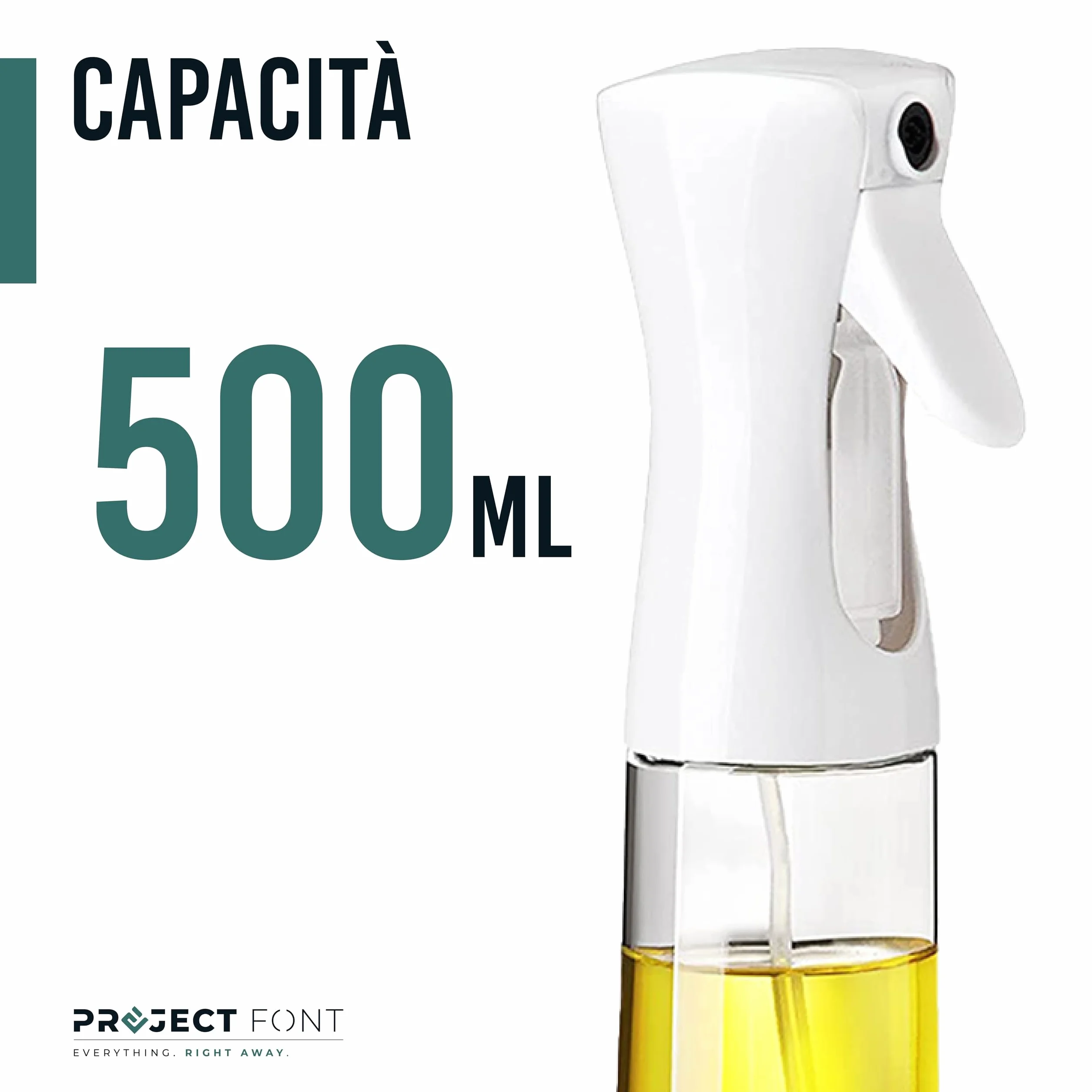 Spray Olio Alimentare 500 ml Vaporizzatore da Cucina Nebulizzatore per Friggitrice Ad Aria Ricaricabile