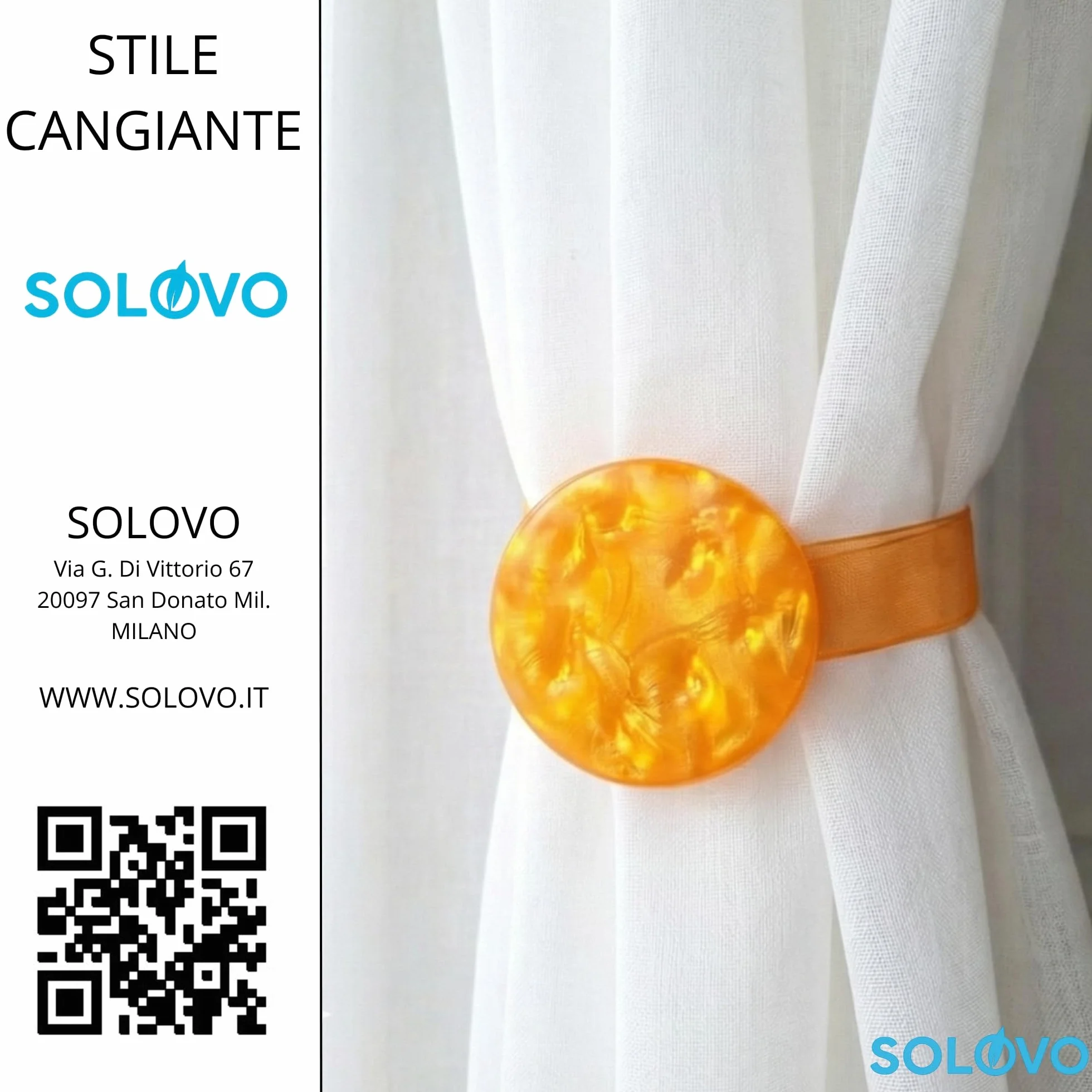 SOLOVO 2 Pezzi Fermatenda Magnetici per Tende, Clip Tenda Effetto Madreperla con Nastro in Organza, Accessori Tende Senza Fori, Arancio