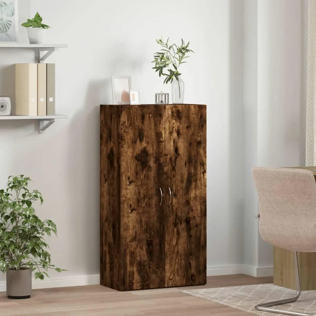 Armadietto per documenti e documenti, in legno, 60 x 32 x 115 cm, con porte, armadietto da ufficio, spazio per raccoglitori e documenti, ufficio, organizzazione salvaspazio, compatto, moderno