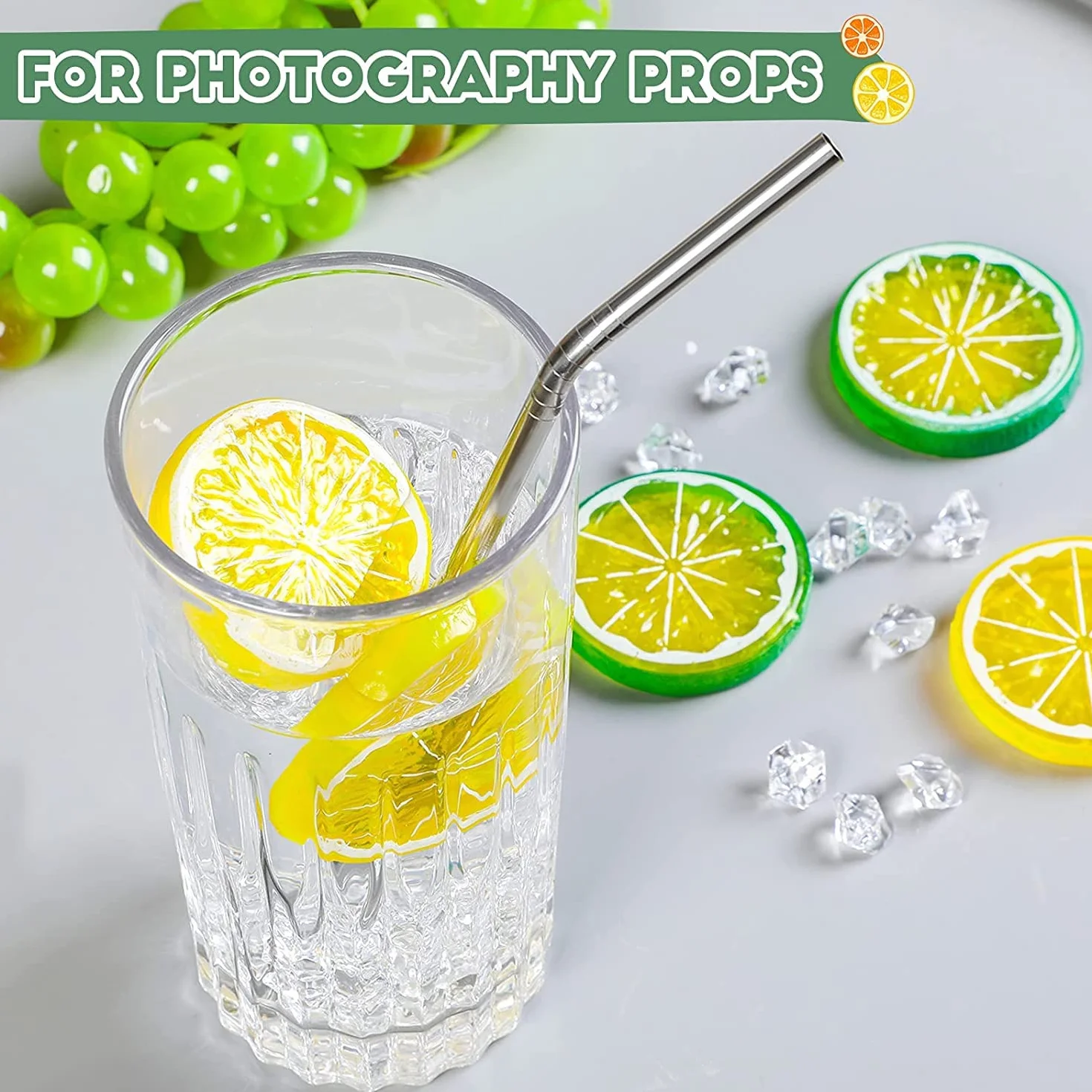 200 Pezzi Ghiaccio Finto Trasparente, Frutta Artificiale Fette Limone Decorazione Festa