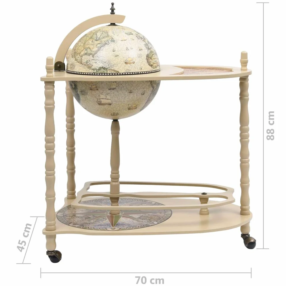 Tidyard Bar a Globo Portavini con Supporto in Legno Autoportante Eucalipto Verde,Carrello Legno,Minibar,Portavini,Carrello Bar,Carrello liquori,Porta liquori 70x45x88 cm