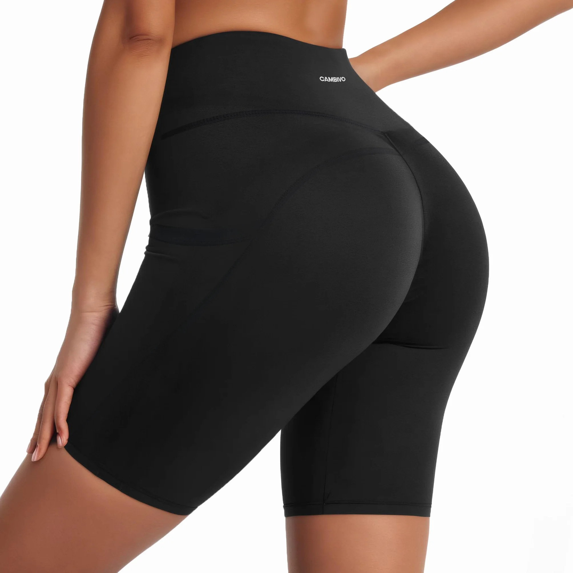 CAMBIVO Pantaloncini Sportivi Donna Vita Alta Push Up Opachi con Tasche per Fitness Yoga Corsa