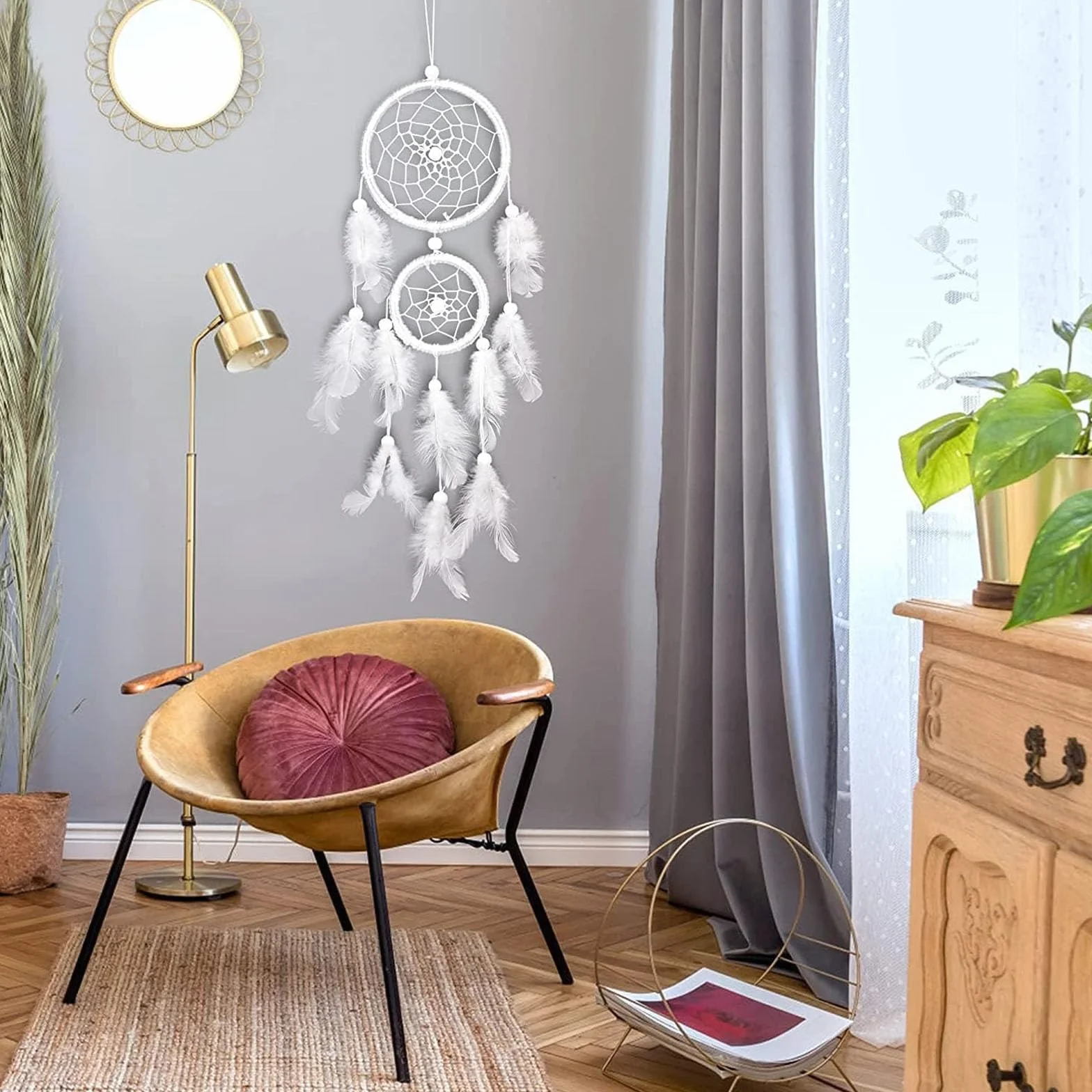 Acchiappasogni con Piume Fatto a Mano Decorazione da Parete per Camera da Letto