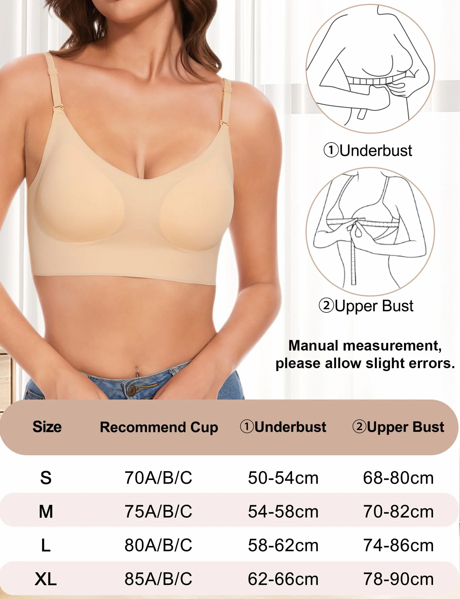 Reggiseno Schiena Scoperta Senza Ferretto Invisibile Seta Ghiacciato Bralette Donna Tracolla Regolabile Imbottitura Rimovibile