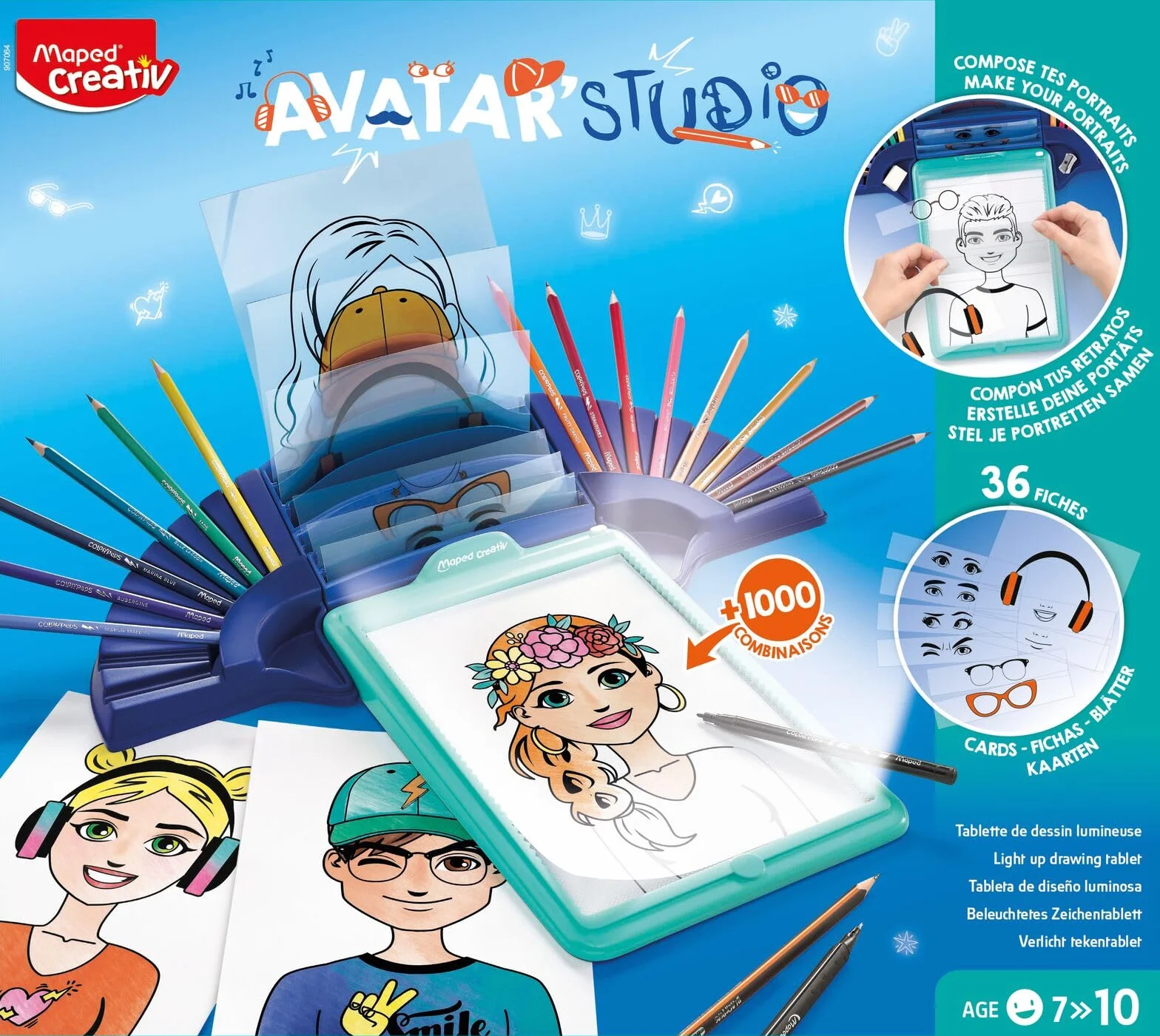 Maped Avatar Studio Scatola luminosa da colorare con macchina da disegno 36 modelli calca e colora