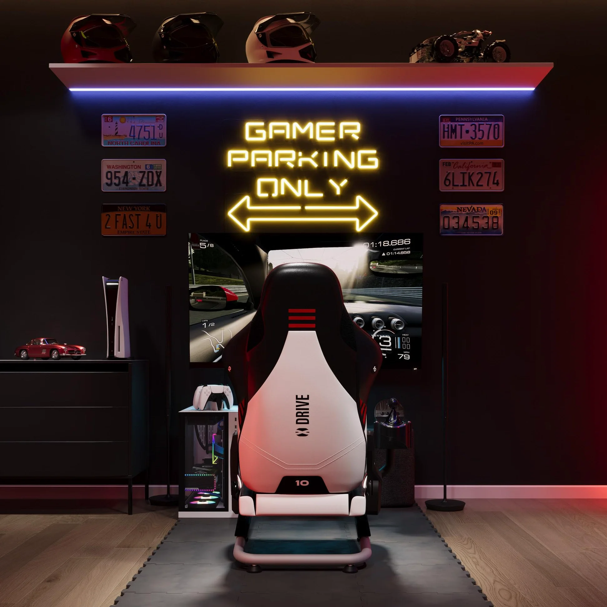 Diablo Sim Racing Simulator Cockpit X-Drive - Sedile Gaming Simulatore con Sedile e Schienale Regolabili - Cockpit Compatibile con Vari Volanti e Pedali - Supporto per Cavi, Piedini Antiscivolo