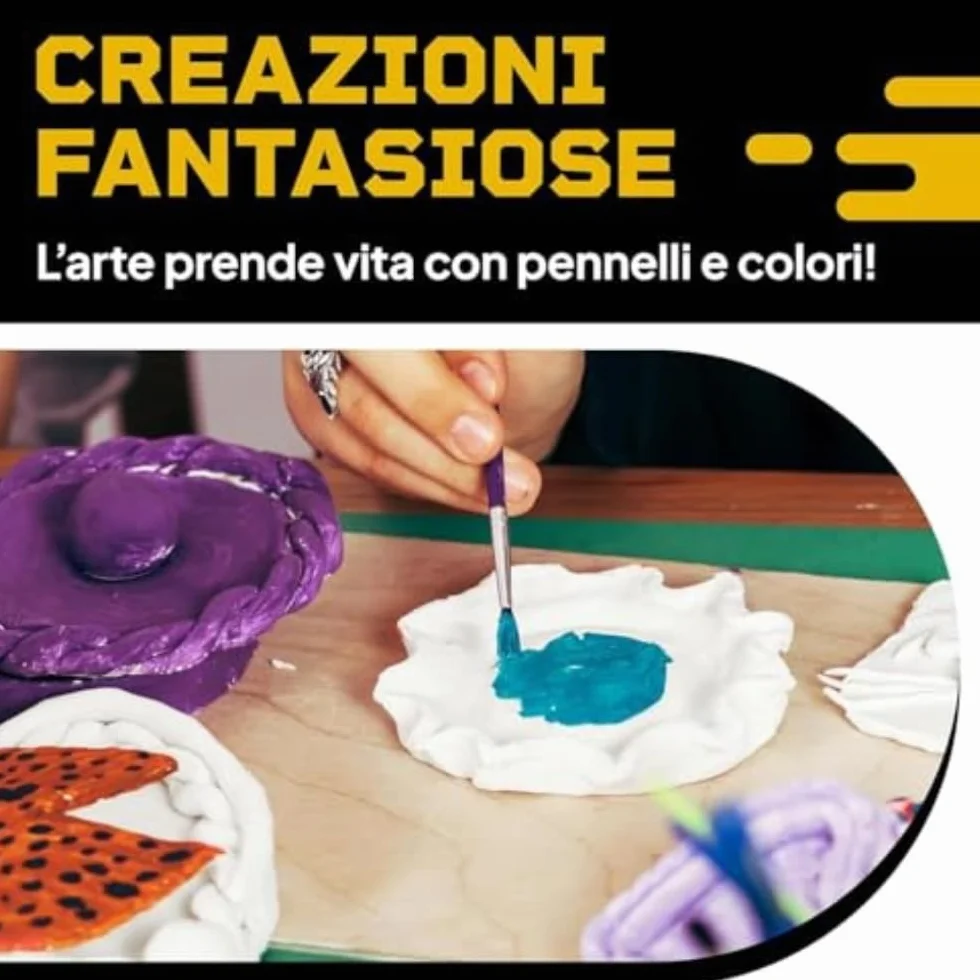 Set di Ceramica per la Casa DIBYS | Kit Completo con Argilla Autoindurente Bianca, Strumenti di Modellazione, Colori e Pennelli