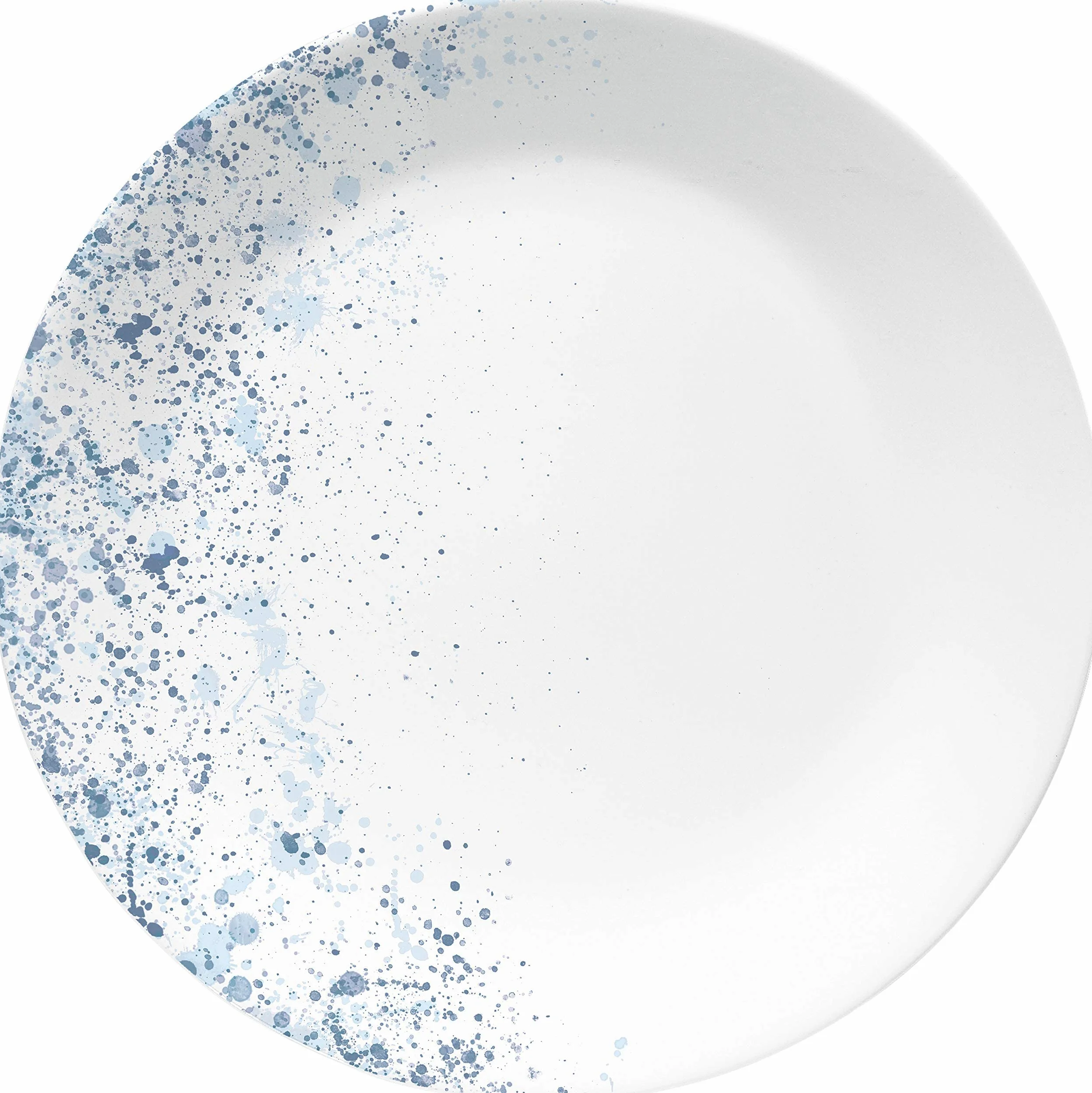 Corelle Servizio da tavola da 18 pezzi, indaco speckle, blu e bianco per 6, resistente alle scheggiature, include piatti piani da 26 cm, insalata/piatti da contorno da 17 cm e ciotole da zuppa/cereali