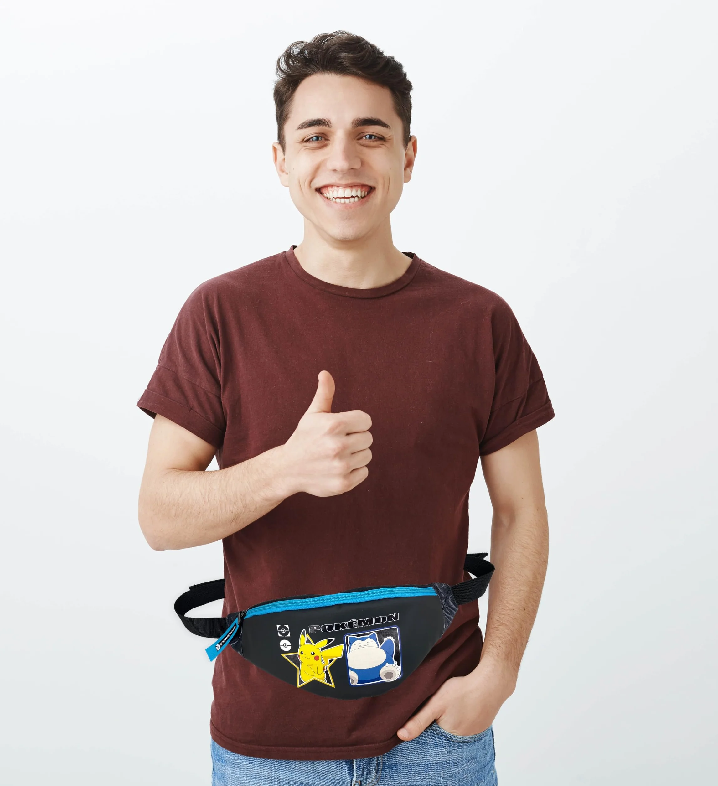 Marchi CyP- Pokémon- Marsupio, Geo, Borsa a tracolla, Colore nero, Unisex, Prodotto ufficiale
