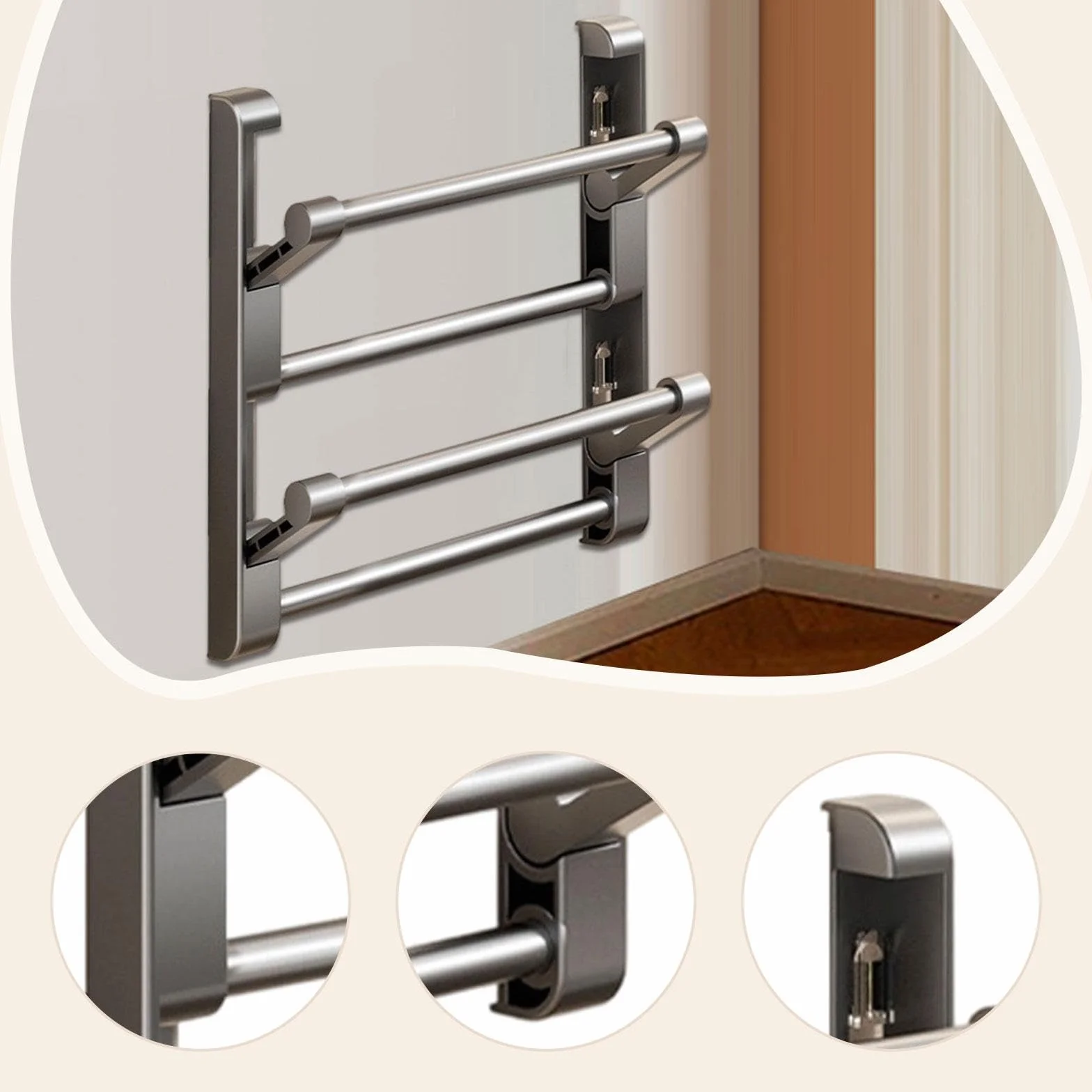 LOVIVER Scarpiera da Parete pieghevole in Alluminio e ABS 2 Livelli 30 Cm Organizer Scarpe da Porta