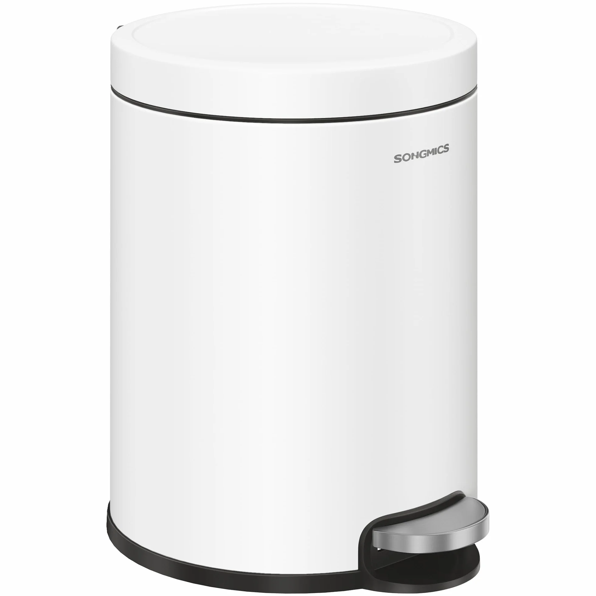 SONGMICS Cestino da Bagno a Pedale 6 L Acciaio Coperchio Chiusura Morbida Secchio Interno Bianco Nuvola