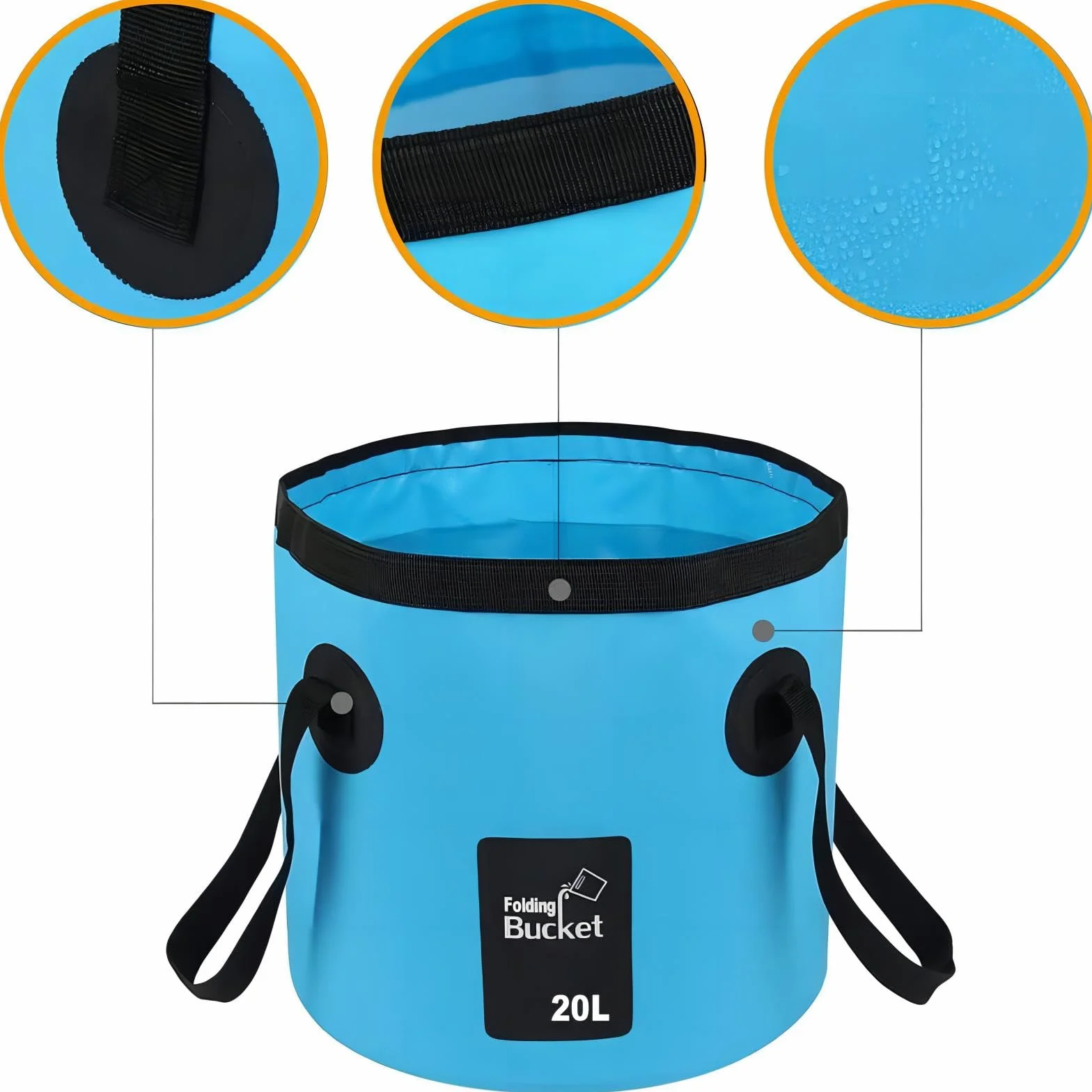 Secchio pieghevole ultraleggero,Secchio da pesca per esterni da 20 l,Portatile da campeggio con manico,pieghevole per pesca,Escursionismo,Campeggio,Lavaggio auto, ecc(blu 20L)