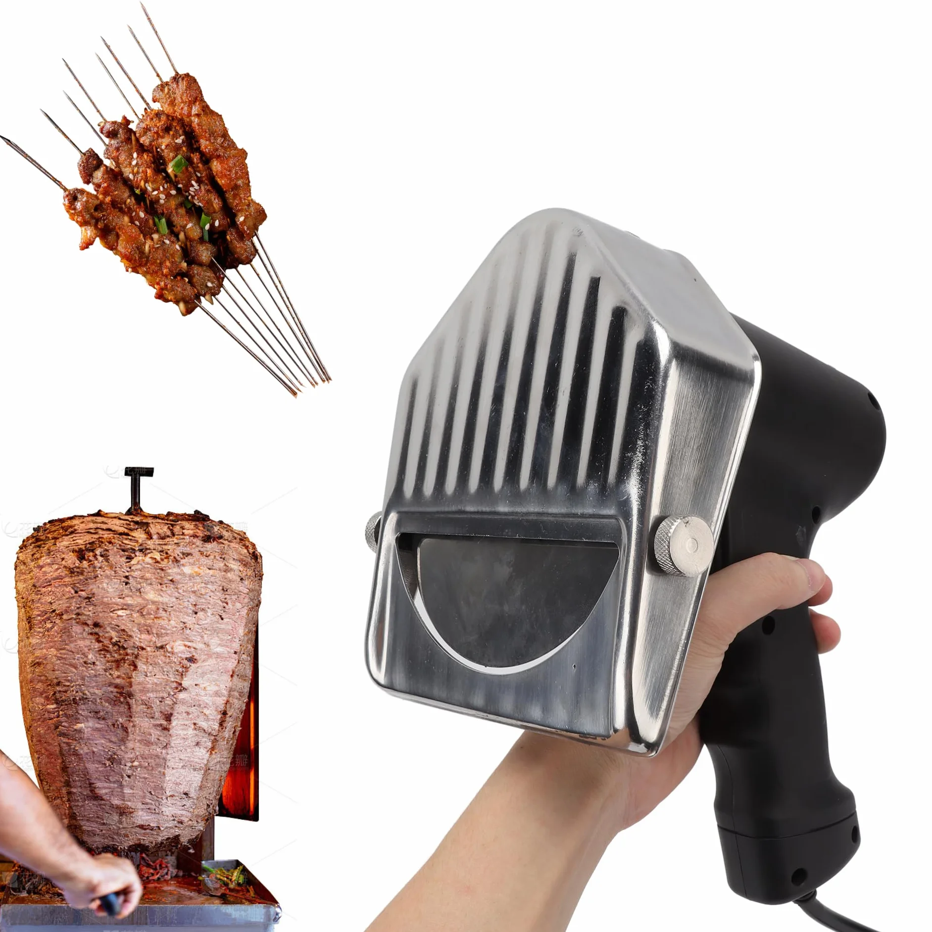 Topyond Coltello Elettrico Kebab, 80W Coltello Elettrico Shawarma, Acciaio Inox​​ Taglierina Giroscopica Commerciale per Shawarma Gyros, Coltello da Taglio Professionale Elettrico, Spina UE 110-220V