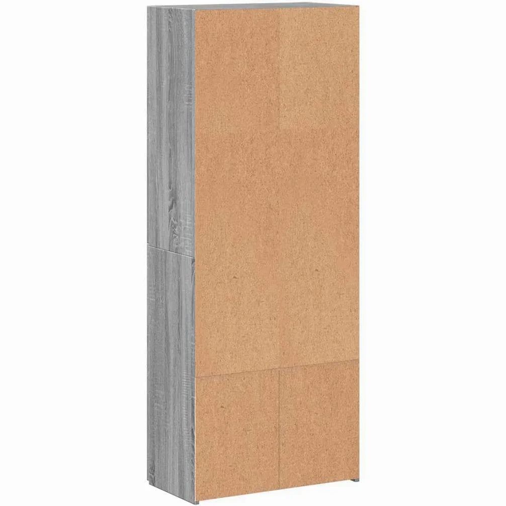 Armadietto in legno grigio Sonoma, 60 x 32 x 153 cm, armadio da ufficio, multiuso, con 4 scomparti e porta, per raccoglitori, documenti, ufficio, casa, studio, organizzazione