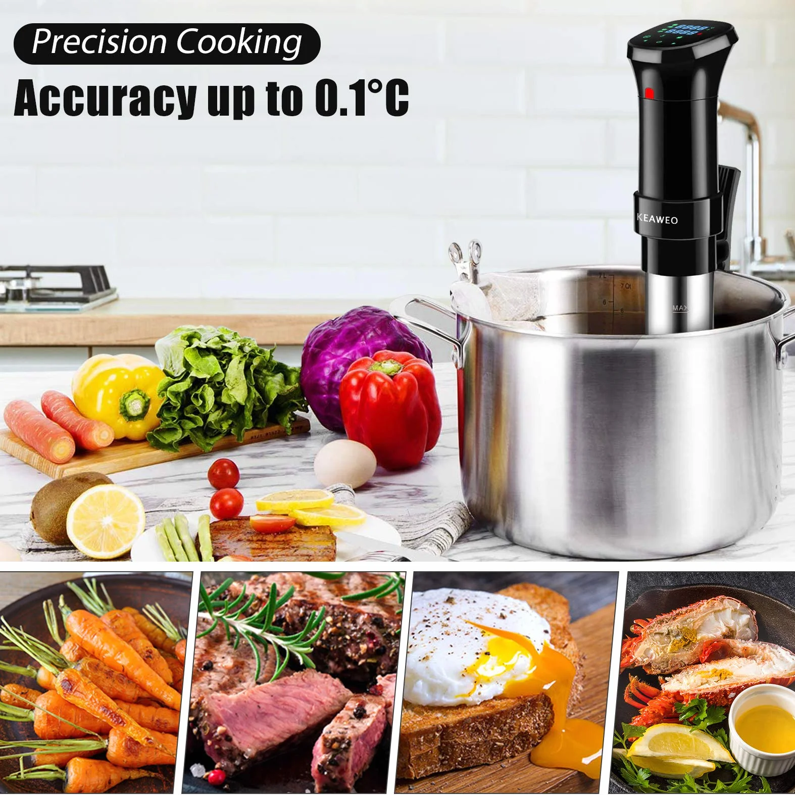 KEAWEO Sous Vide Slow Cooker Circolatore Termico 1100W Led Schermo Touch