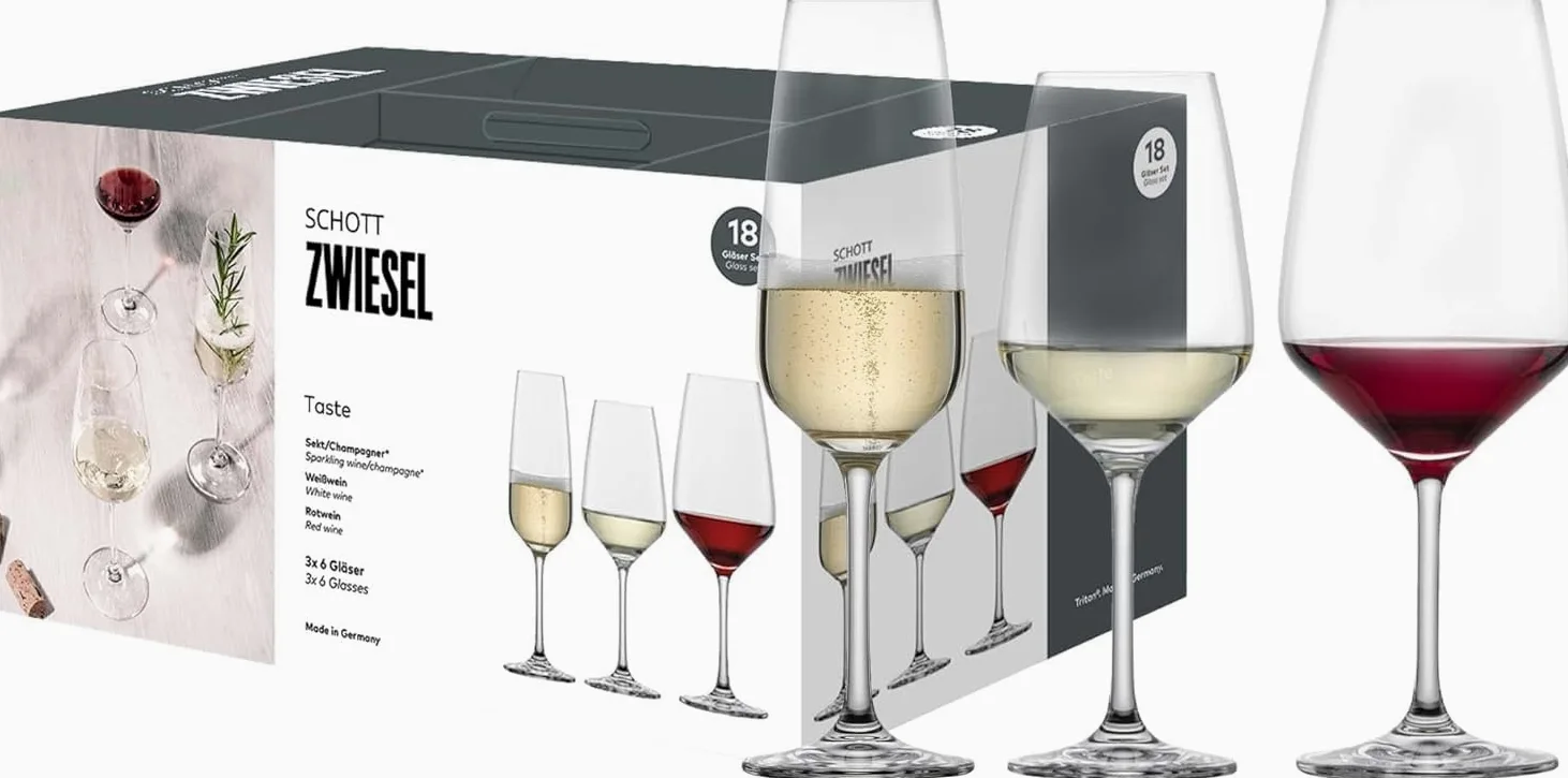 SCHOTT ZWIESEL Premium Box Tulip (set da 18), bicchieri da vino e da champagne senza tempo in un set, bicchieri in cristallo Tritan lavabili in lavastoviglie, Made in Germany (art. 124136)