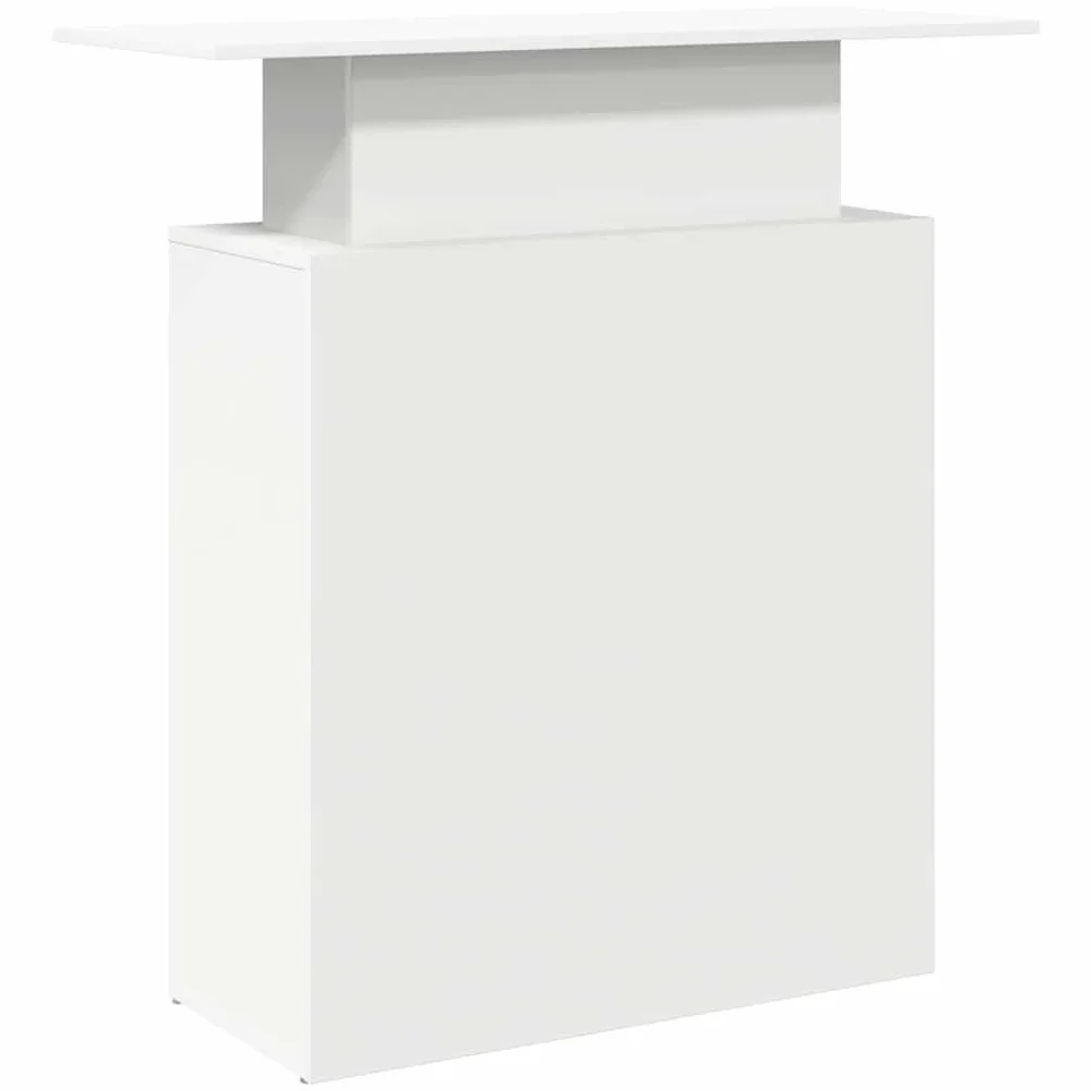 Scrivania per Reception Bianca 100x40x104 cm in Legno Ingenerizzato con Ripiano e Bancone Integrato, Mobile Ufficio Versatile per Studio, Camera, Smartworking e Postazione Lavoro