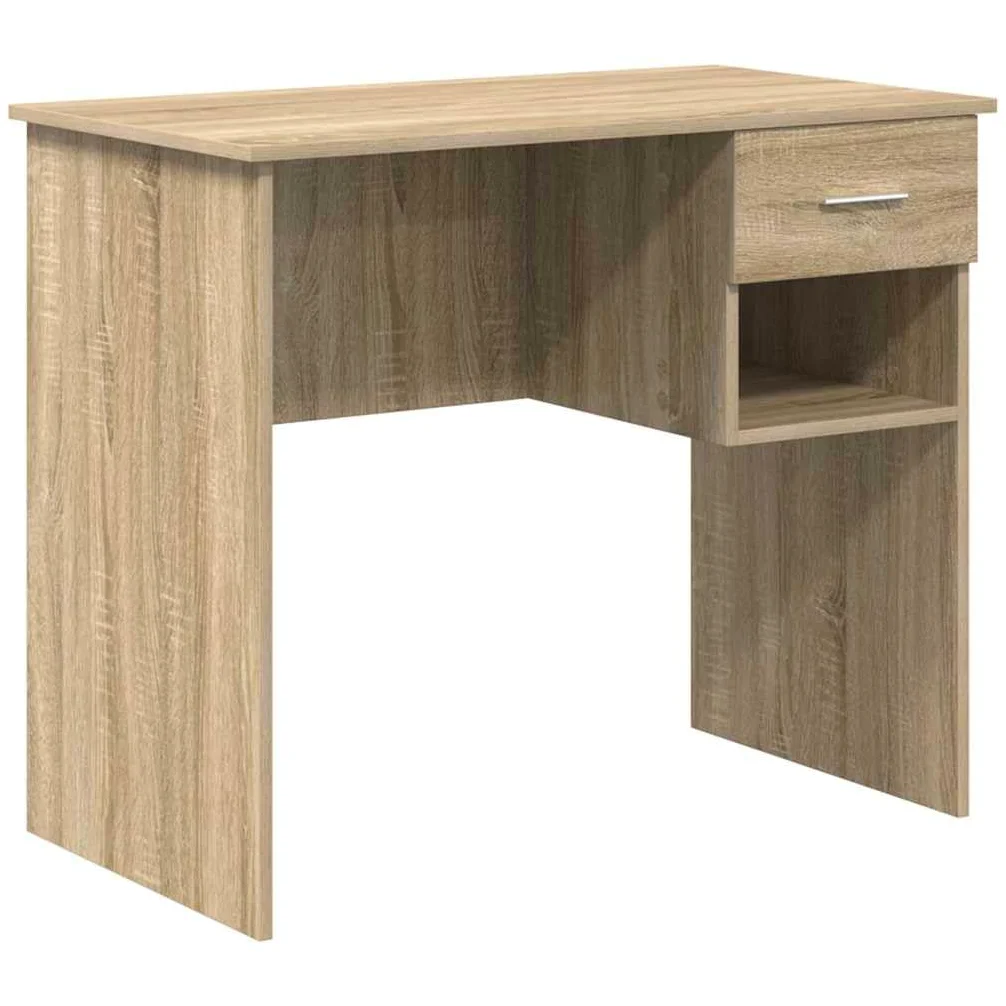 Scrivania Sonoma Rovere 90 x 49 x 75 cm con cassetto e scaffale, design moderno, struttura in legno resistente per ufficio, casa, gioco e camera da letto