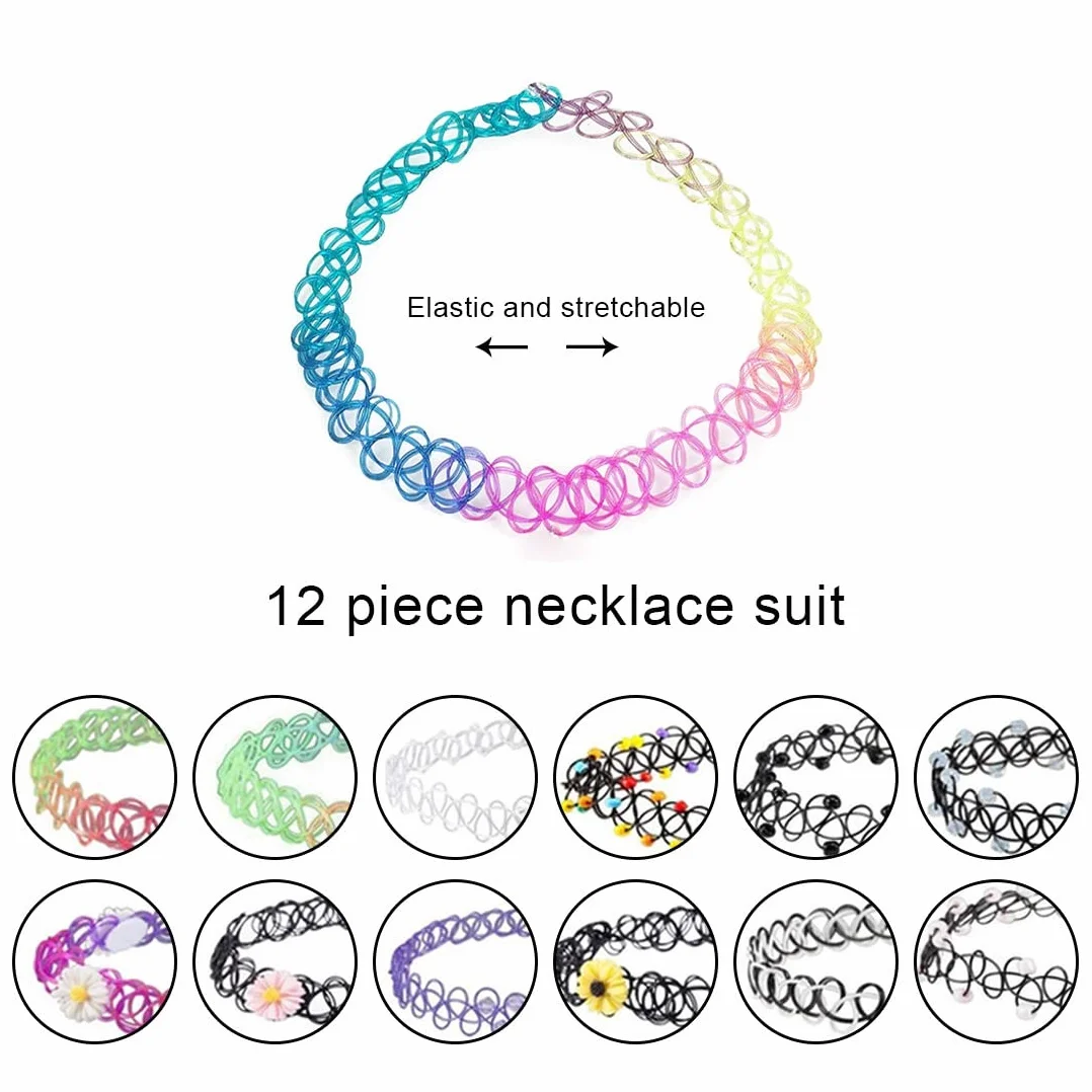 Collana Girocollo Velluto Elasticizzata Vintage Set 12 Pezzi per Donna Bambina Ragazza