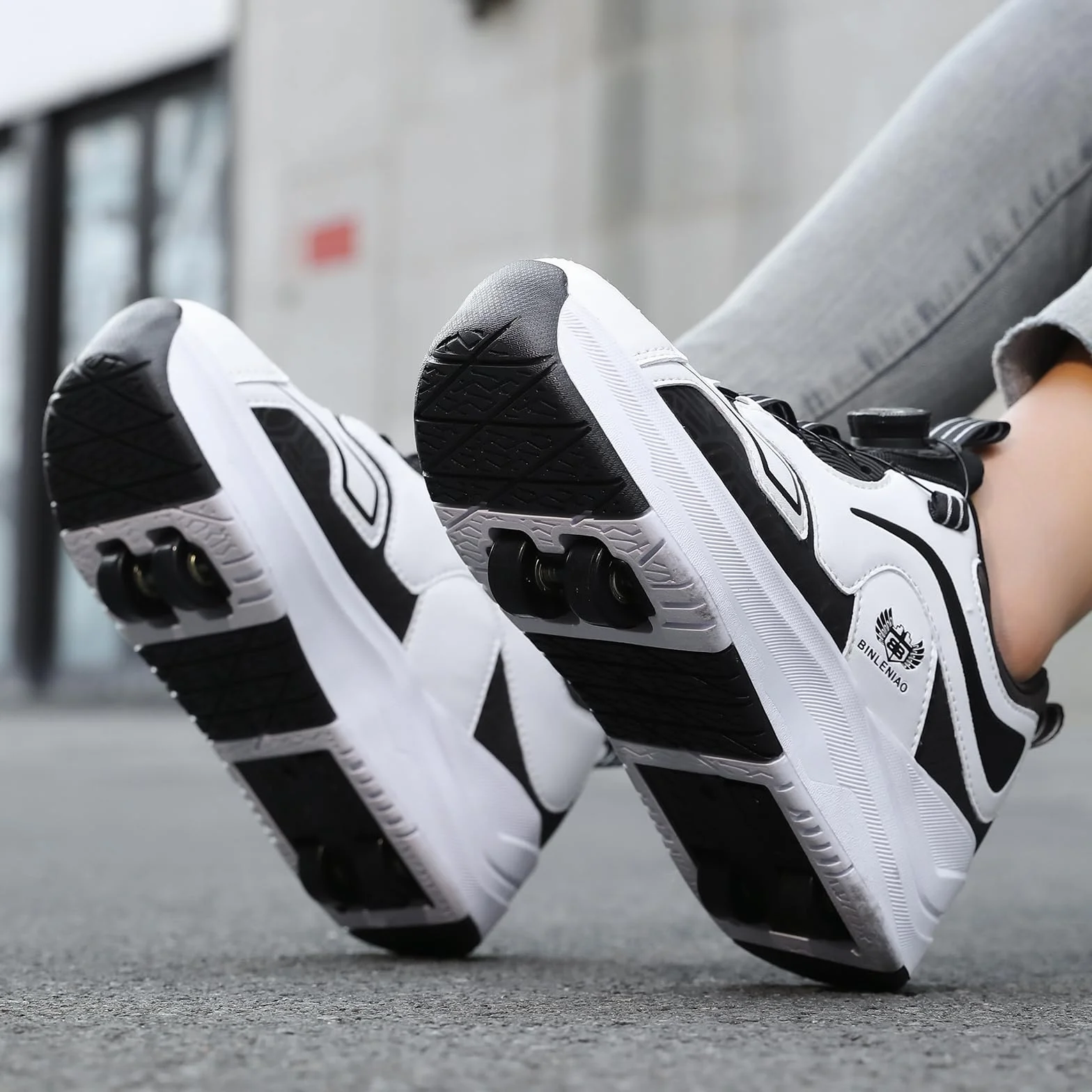 Scarpe con Rotelle Bambino Bambina 2 in 1 Sneakers Sportive con Ruote Retrattili, Doppia Ruota 32-40 EU
