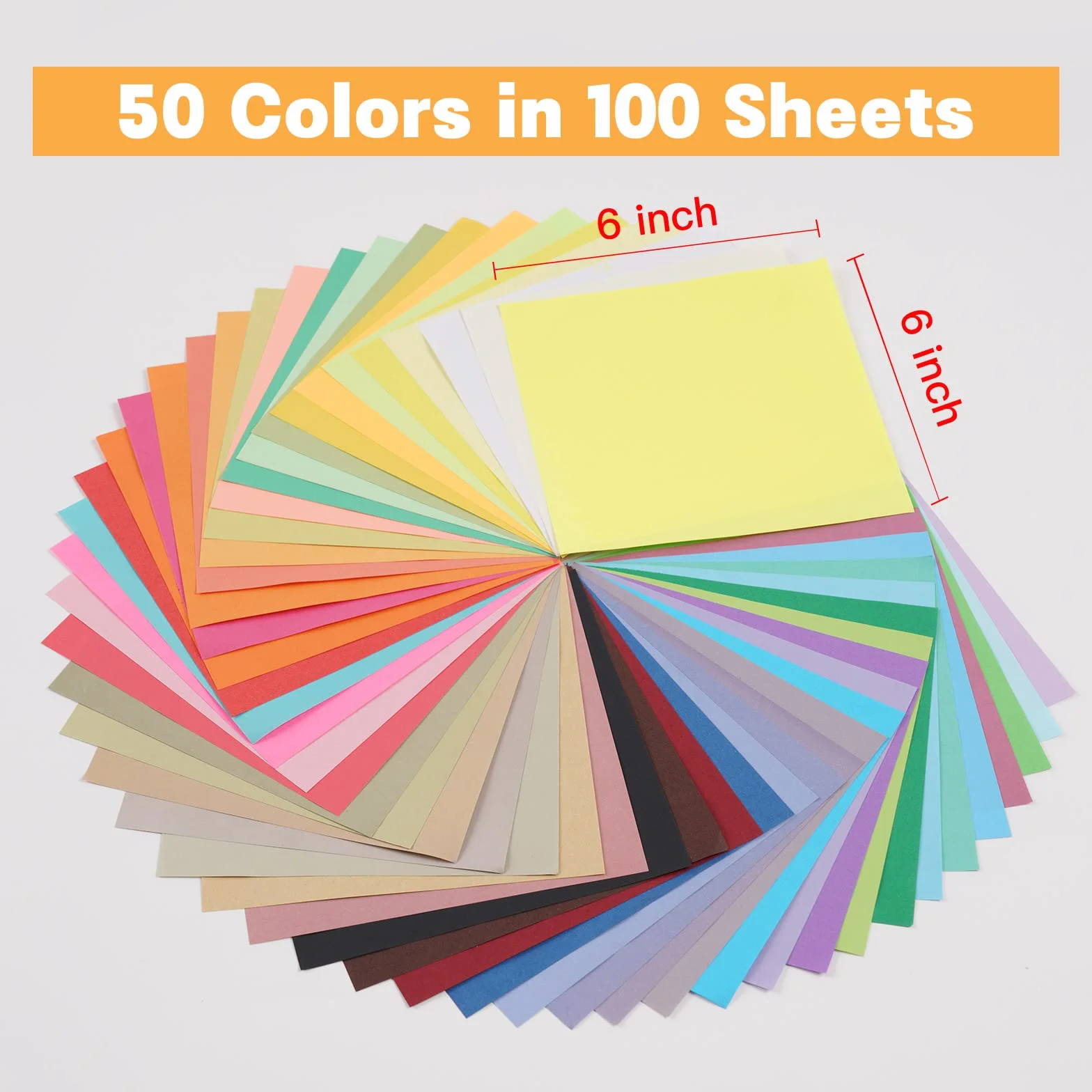 Origami Paper 50 Colori 100 Fogli 15,2x15,2 cm Doppia Faccia Kit Origami
