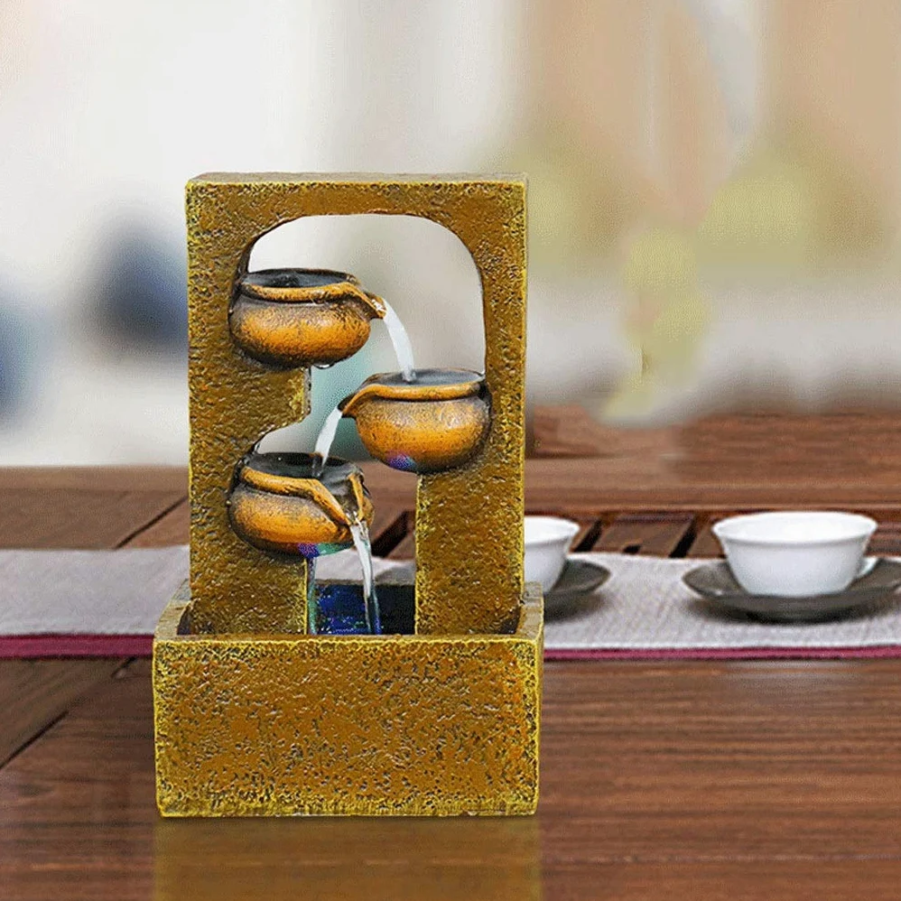 Fontana da interno rilassante Indoor e Outdoor decorativo Fontana Relax Desktop e fontana da tavolo con pompa ad acqua for la casa Ufficio giardino terrazza, 9.8" Altezza Cascata Tavolo Decorazione