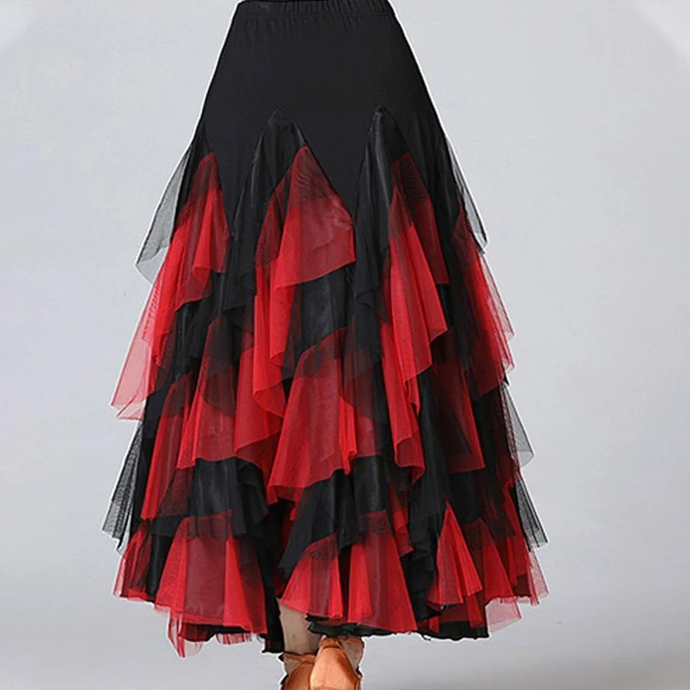 Gonna Lunga a Strati Altalena Elegante Ballo Latino