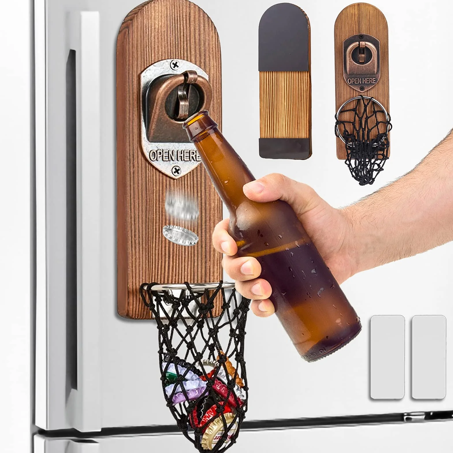 Apribottiglie Magnetico da Legno per Birra, Accessori Bar Esterno, Idee Regalo Uomo