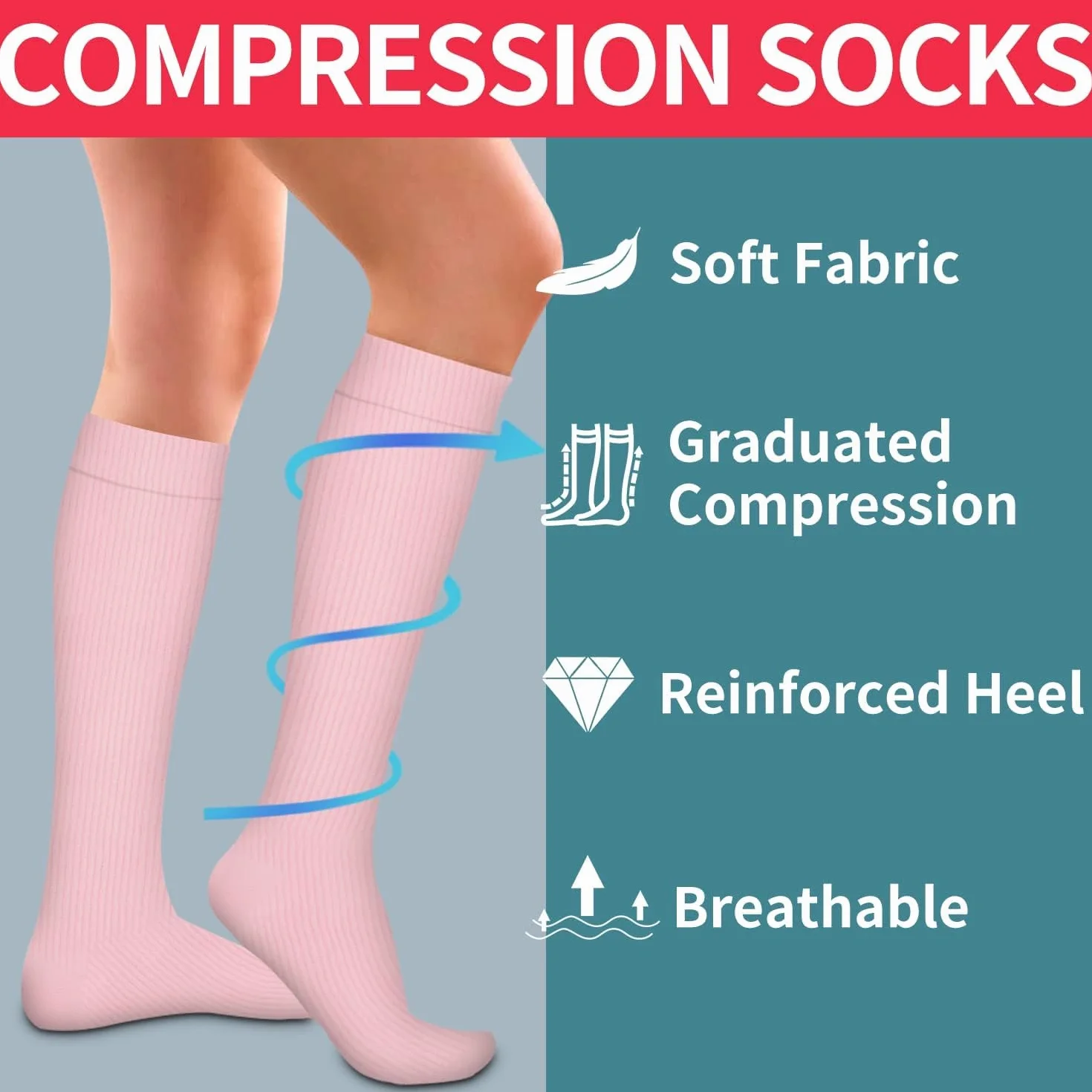 Dreshow Calze a Compressione Donna Uomo Circolazione Supporto Atletica Corsa Ciclismo