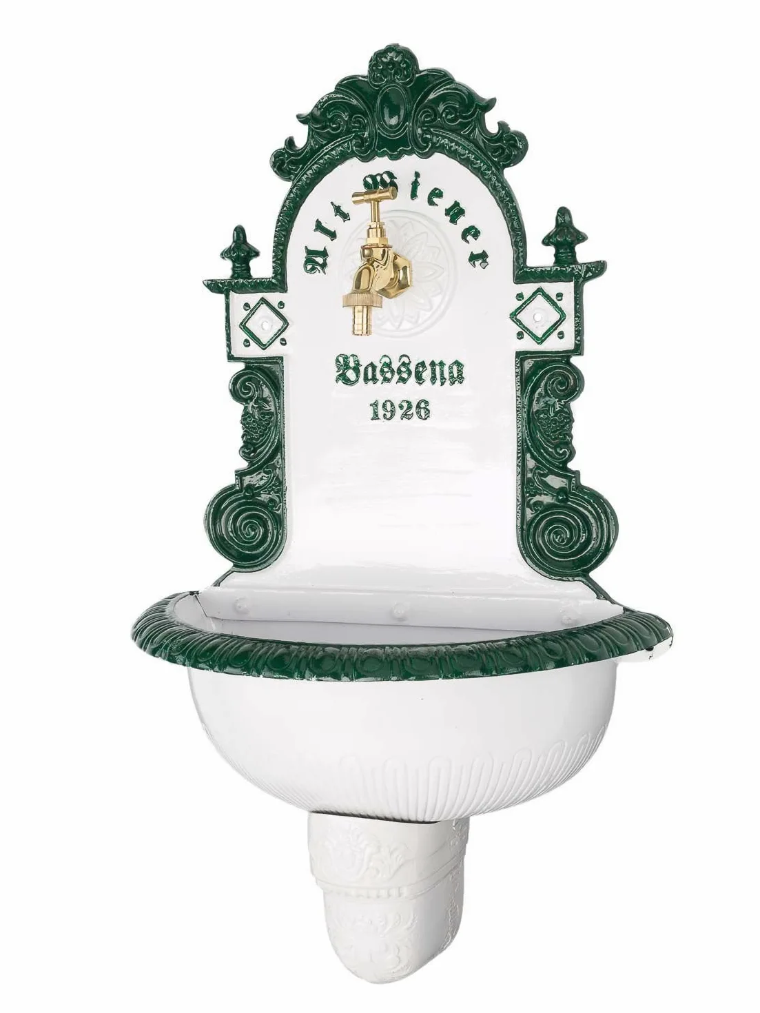 aubaho Lavandino Fontana Alluminio fontane a Muro 72 Centimetri in nostalgico Fontana