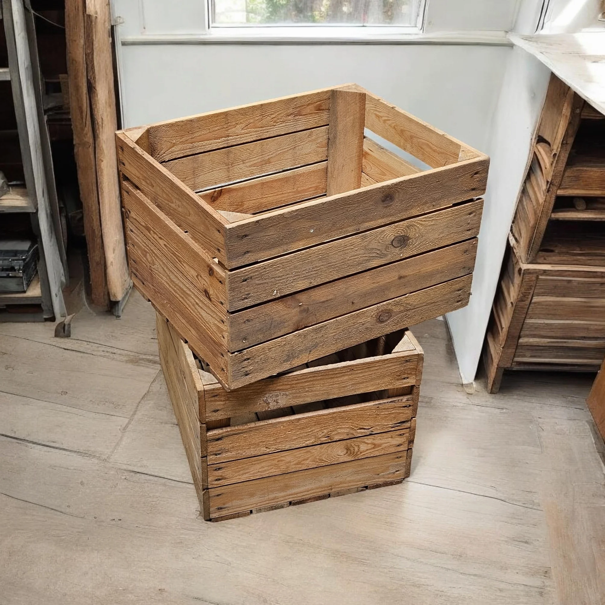 Teramico Casse di Legno Casse di Frutta Vintage 50 x 40 x 30 cm -Offerte Set-Solido e Stabile (Set di 4)