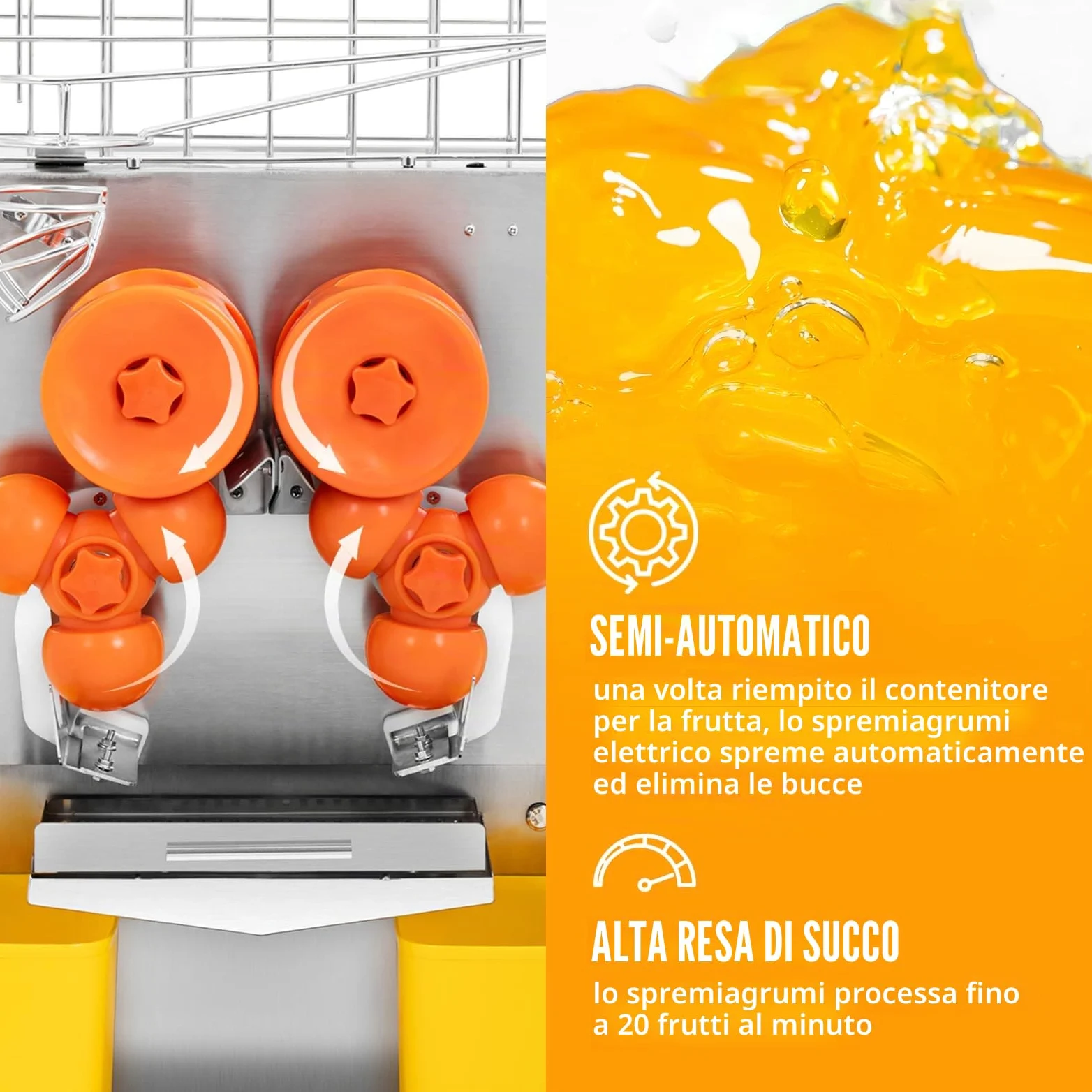 Royal Catering Spremiagrumi elettrico Semiautomatico 120 W 20 arance/min Spremiagrumi elettrico professionale Spremi arance elettrico Spremiagrumi
