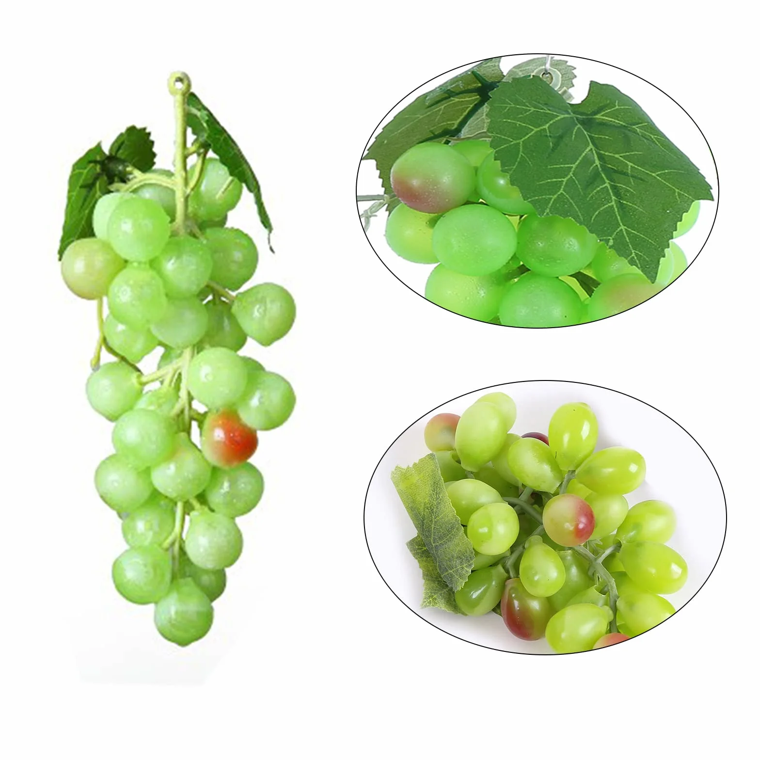 Uva Artificiale Grappoli 3 Pezzi Decorativi, Uva Nera per Decorazione Vino