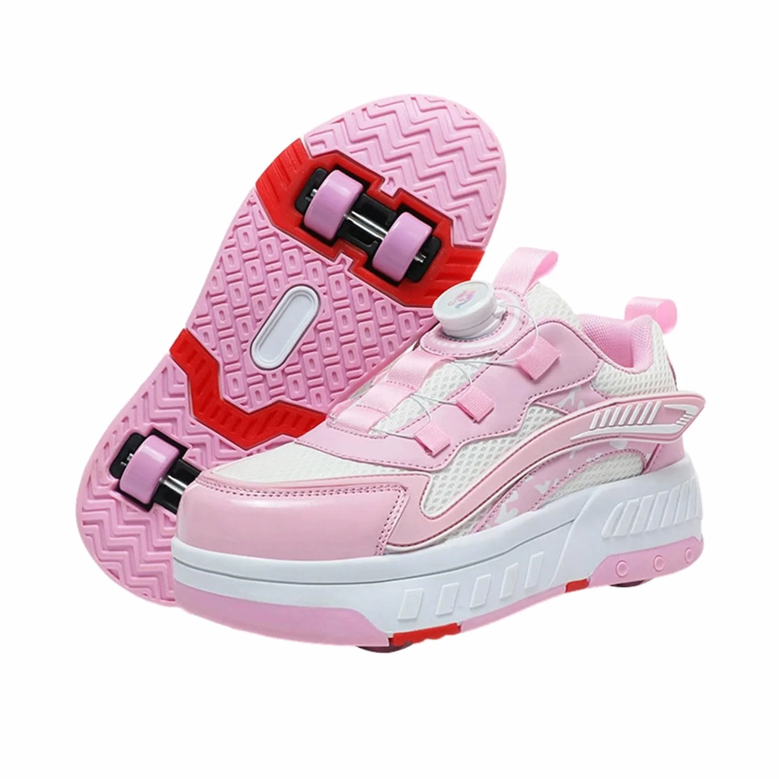 Surwin Scarpe con Rotelle Bambino, Sneaker con Ruote Fibbia Girevole per Bambini Ragazzo Ragazza, Traspirante, 30-40 EU