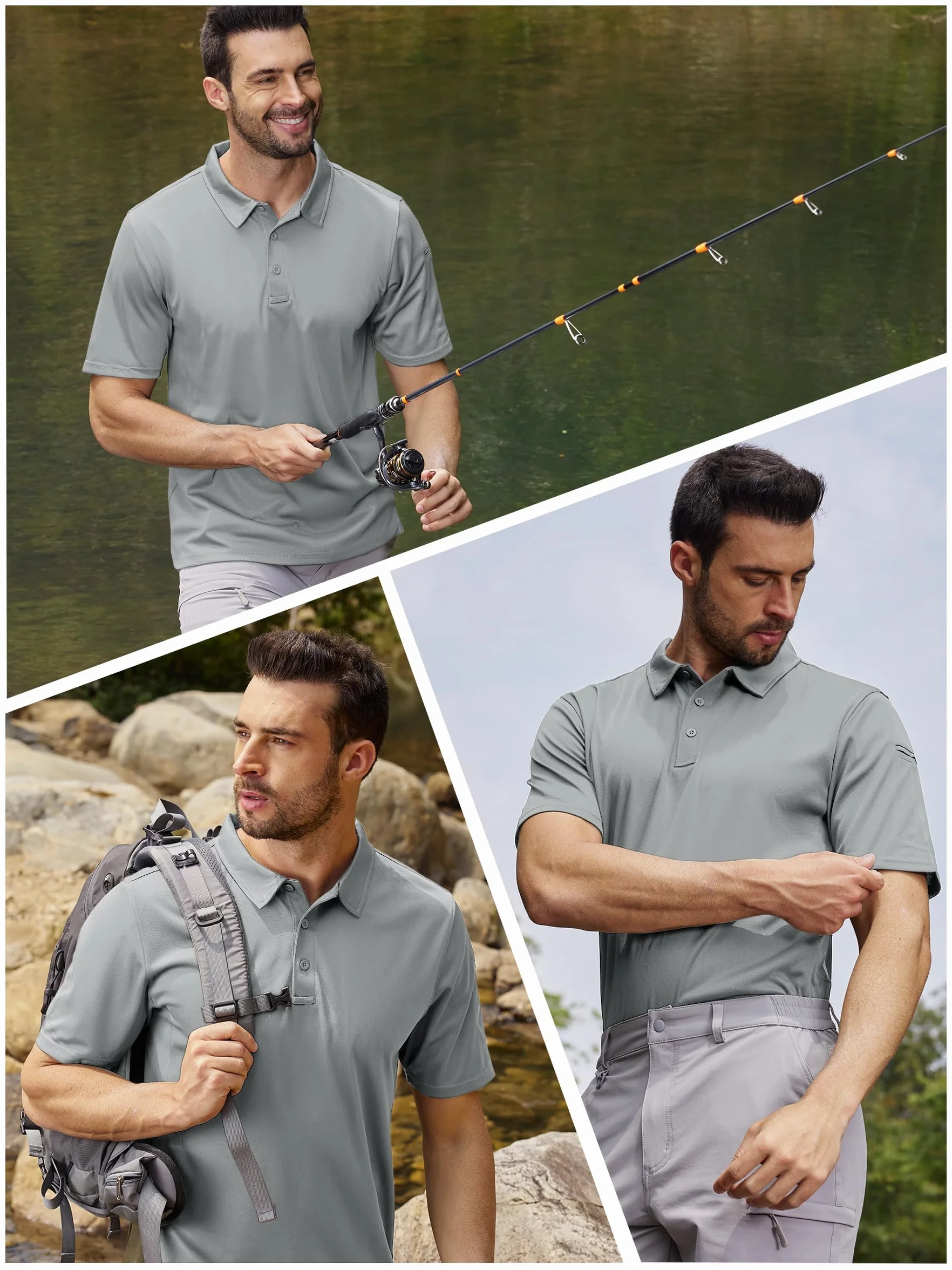 TACVASEN Classics Solid Pique Polo Shirt Golf Tennis Casual Uomo